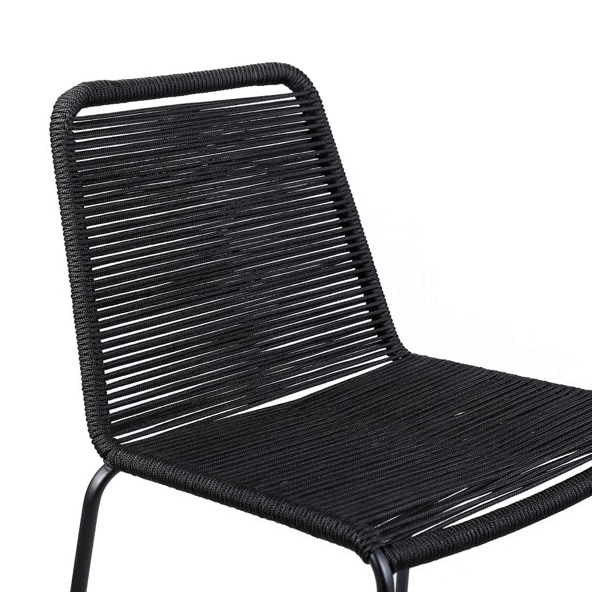 Shasta 30" Outdoor Metal and Black Rope Stackable Barstool - Set of 2 By Armen Living - Image 4