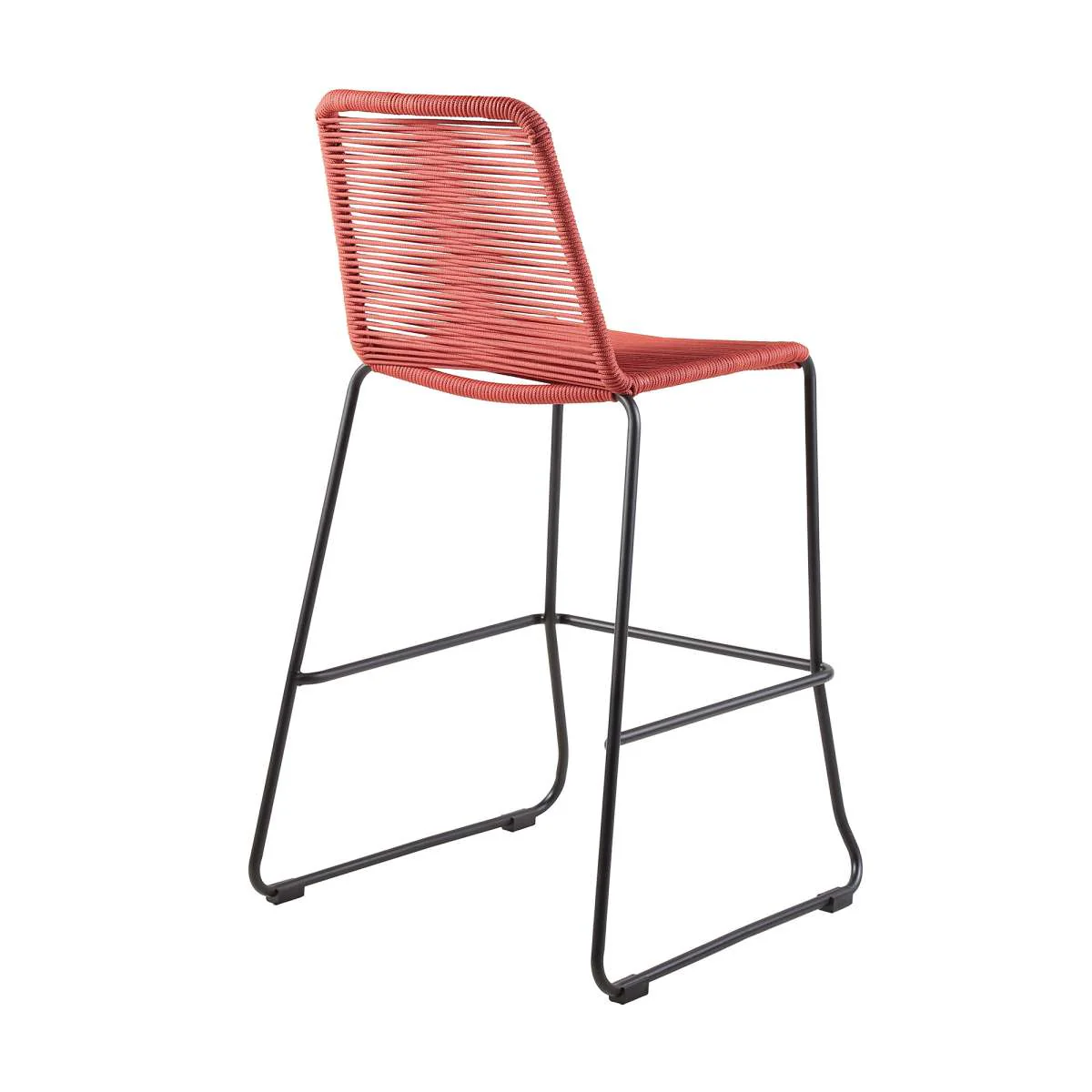 Shasta 30" Outdoor Metal and Brick Red Rope Stackable Barstool - Set of 2 By Armen Living - Image 6