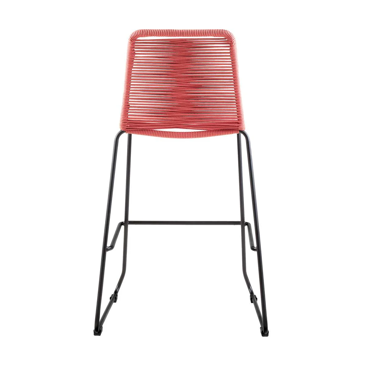 Shasta 30" Outdoor Metal and Brick Red Rope Stackable Barstool - Set of 2 By Armen Living - Image 7