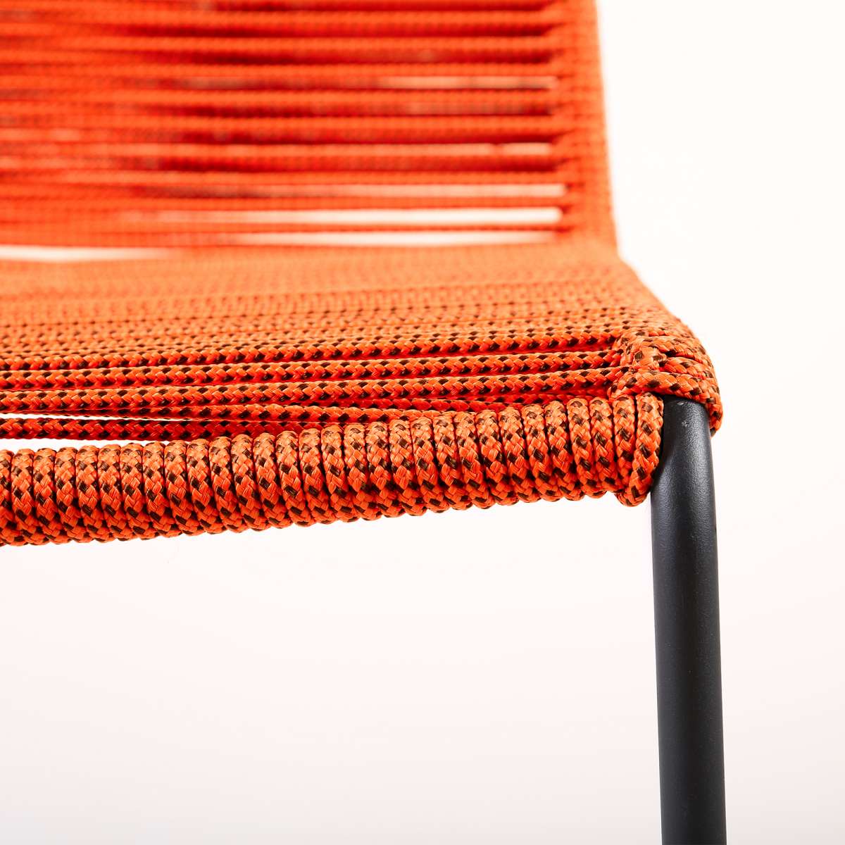 Shasta 30" Outdoor Metal and Tangerine Rope Stackable Barstool - Set of 2 By Armen Living - Image 4