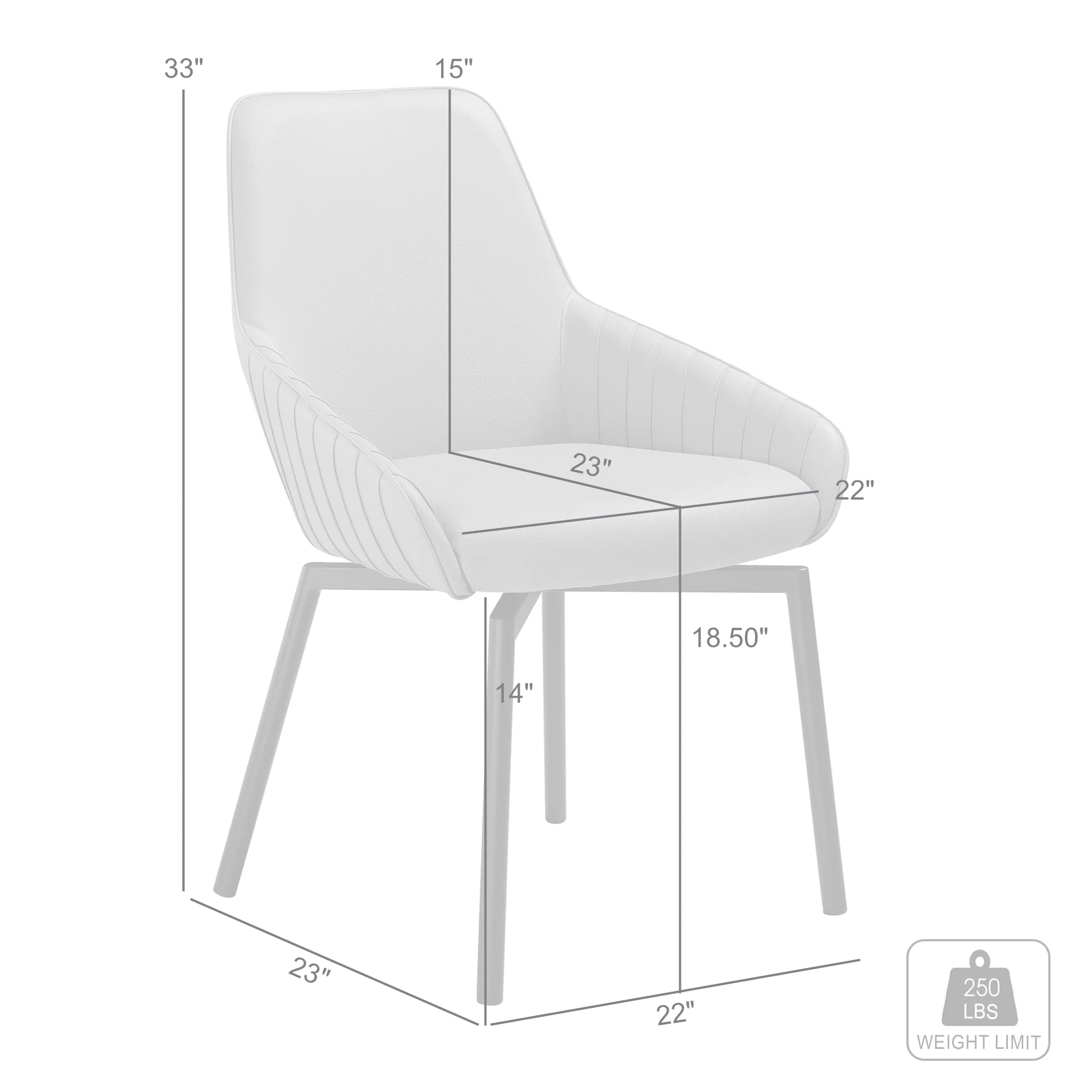 Shilo Swivel Upholstered Dining Chair in Taupe Gray Faux Leather with Black Metal Legs - Set of 2 By Armen Living - Image 10