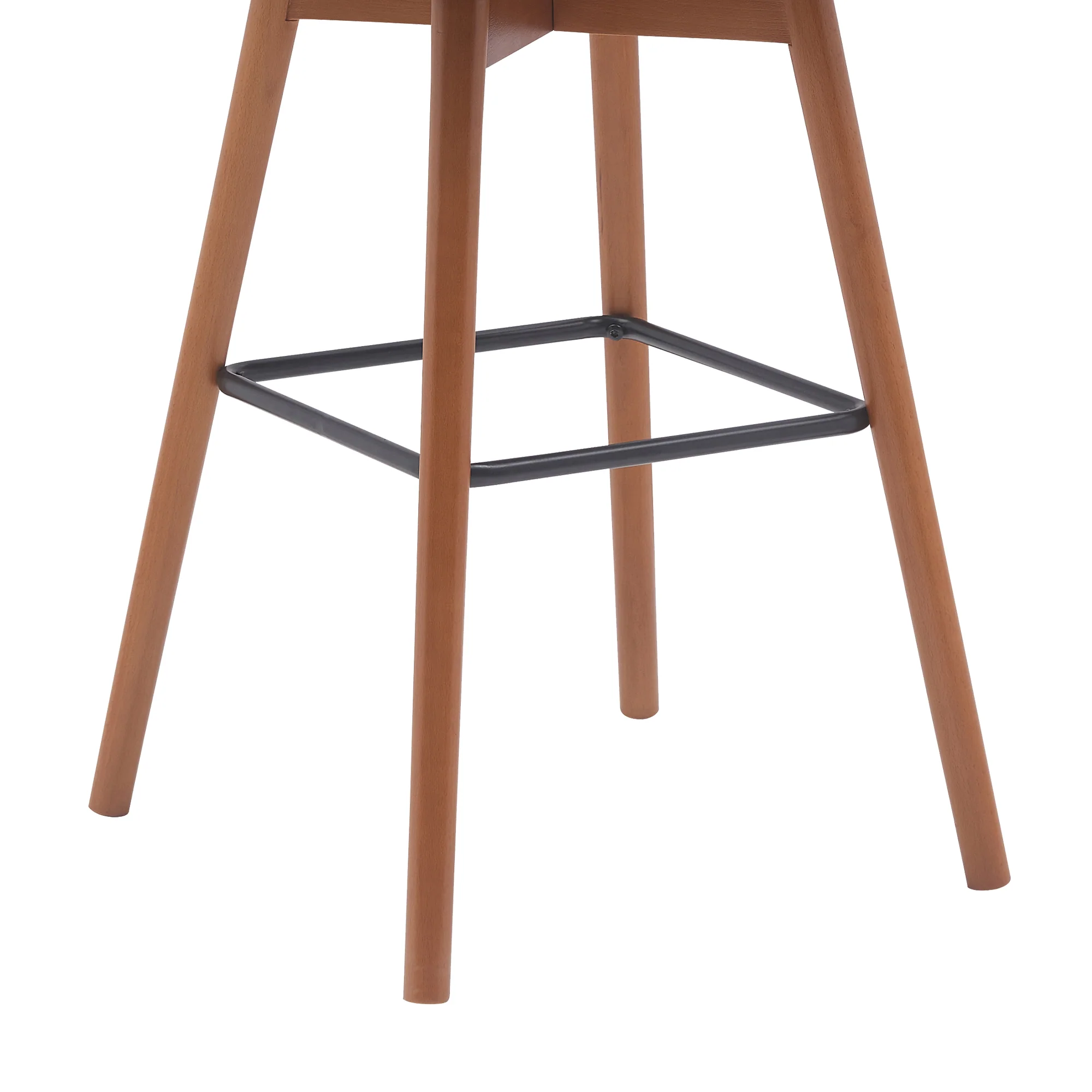 Sicily 30" Swivel Walnut Wood Bar Stool in Gray Faux Leather By Armen Living - Image 6