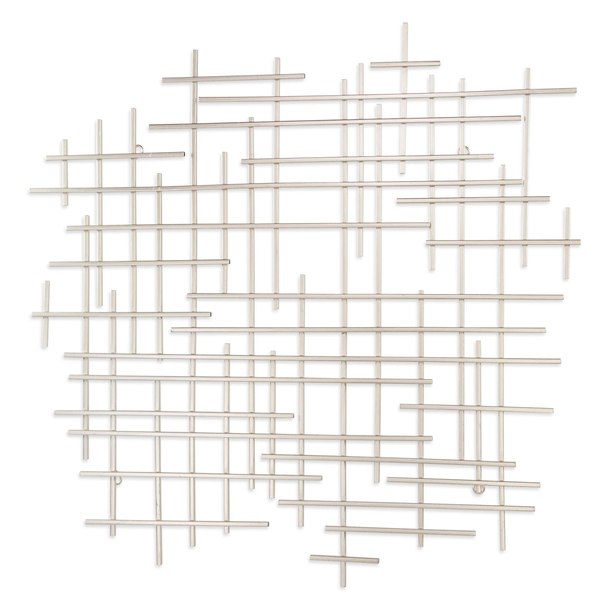 Silver Metal Abstract Lines Hanging Dimensional Sculpture By Homeroots