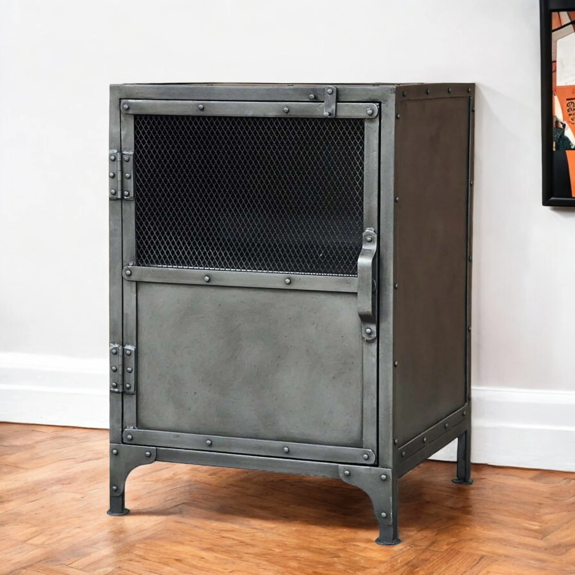 Silver Metal Accent Cabinet With Two Shelves By Homeroots