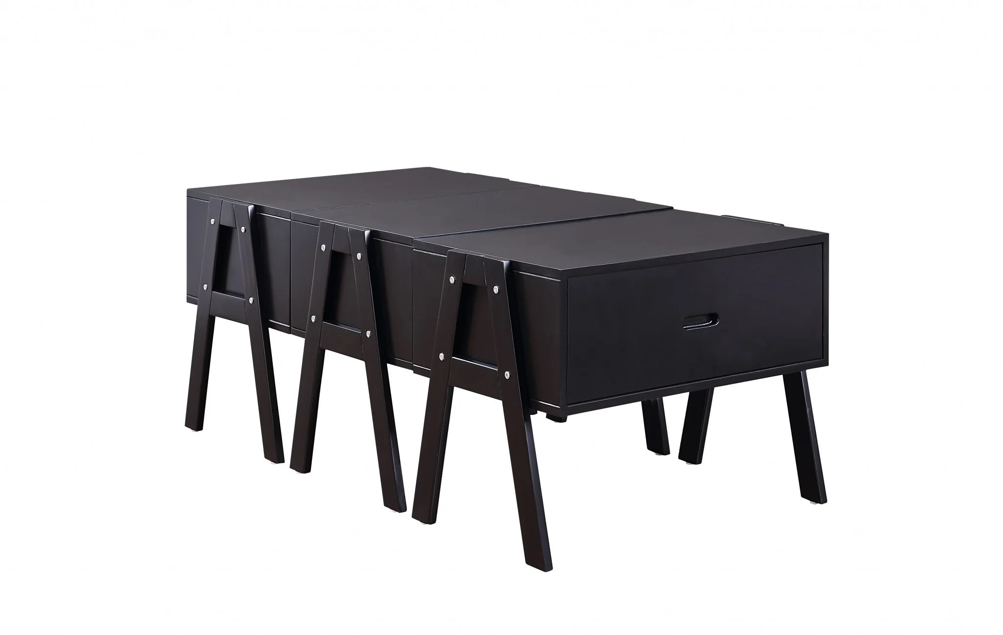 Sleek Black Rectangular Convertible Coffee Table By Homeroots