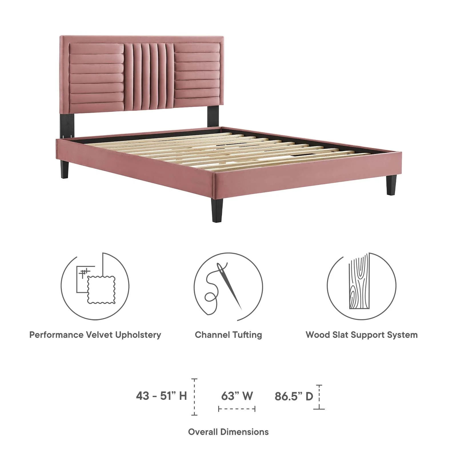 Sofia Channel Tufted Performance Velvet Full Platform Bed By Modway - MOD-6999 - Image 13