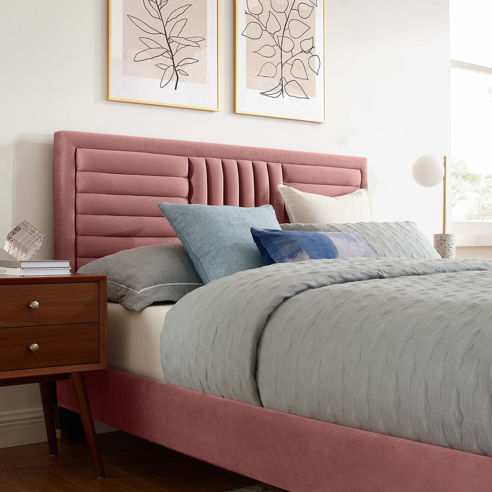Sofia Channel Tufted Performance Velvet King Platform Bed By Modway - MOD-7007 - Image 15