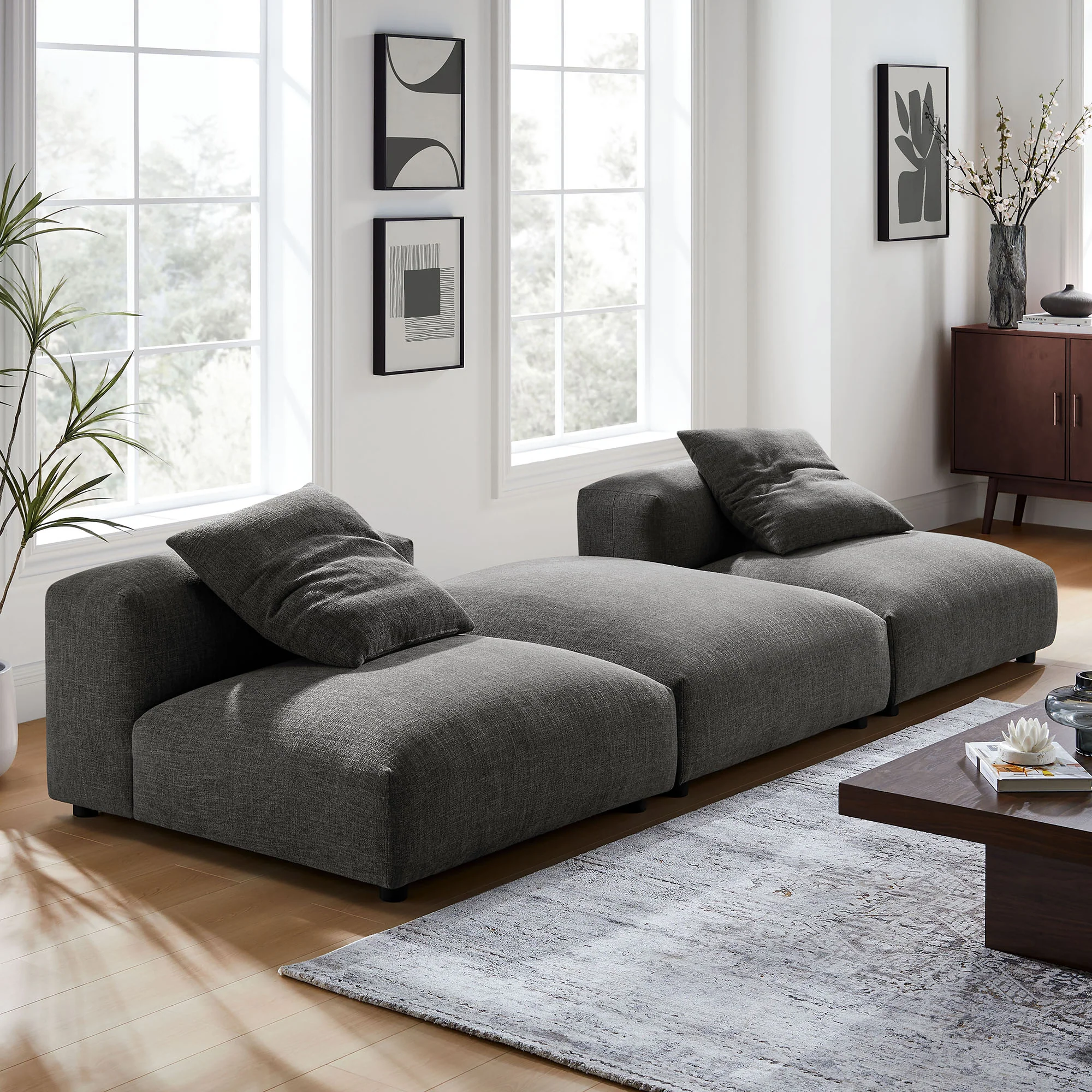 Solace 3-Piece Modular Upholstered Fabric Sectional Sofa by Modway