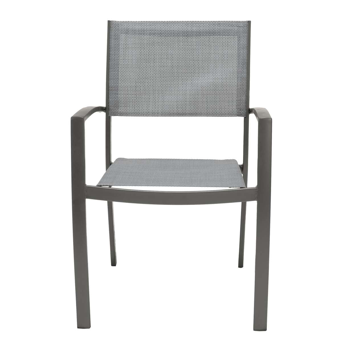 Solana 5 piece Outdoor Aluminum Dining Set in Cosmos Grey Finish with Wood Top By Armen Living - Image 4