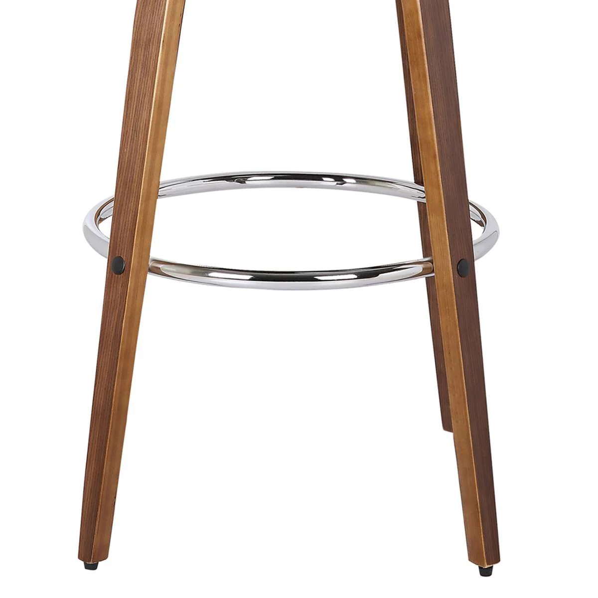 Sonia 30" Bar Height Swivel Brown Faux Leather and Walnut Wood Bar Stool By Armen Living - Image 5