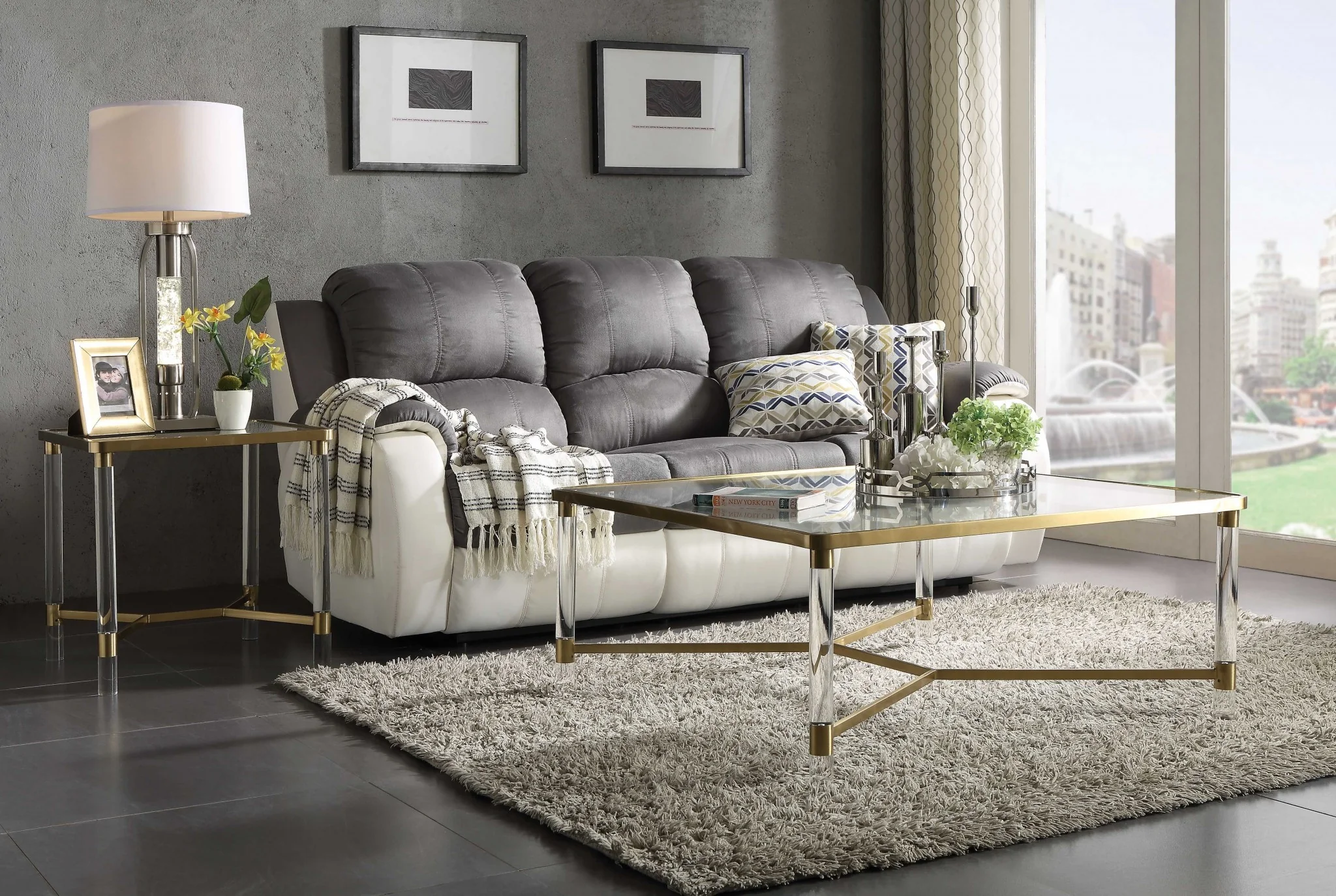Stainless Steel Clear Acrylic And Glass End Table By Homeroots - 318953