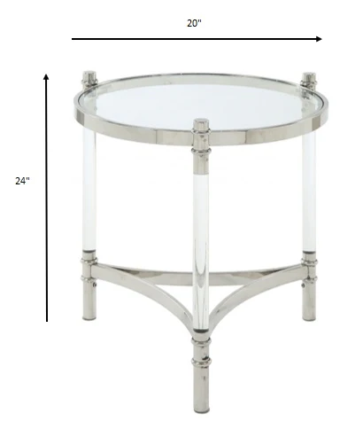Stainless Steel Clear Acrylic And Glass End Table By Homeroots - 318955 - Image 8