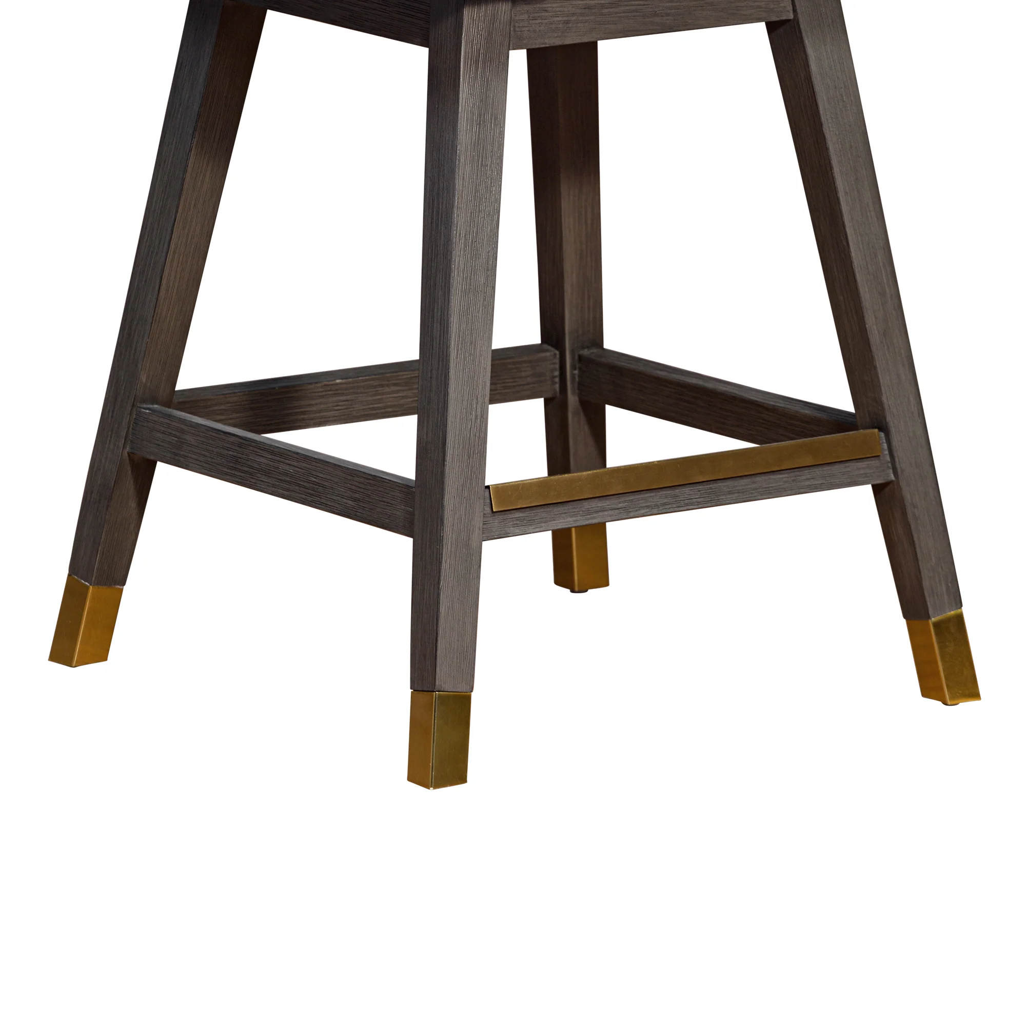 Stancoste Swivel Counter Stool in Grey Oak Wood Finish with Mocha Fabric By Armen Living - Image 8