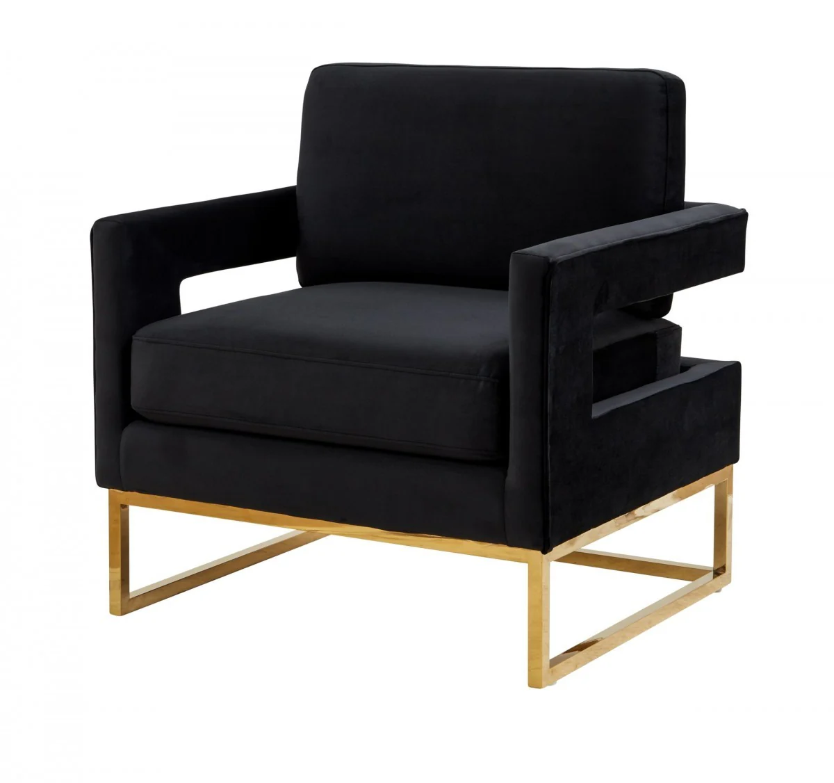 Stylish Black Velvet And Gold Steel Chair By Homeroots