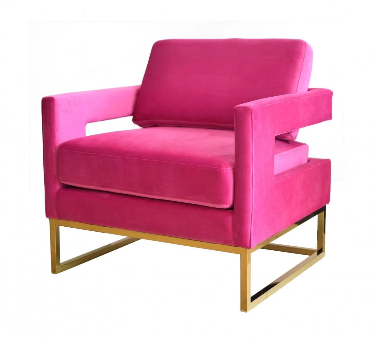 Stylish Pink Velvet And Gold Steel Chair By Homeroots