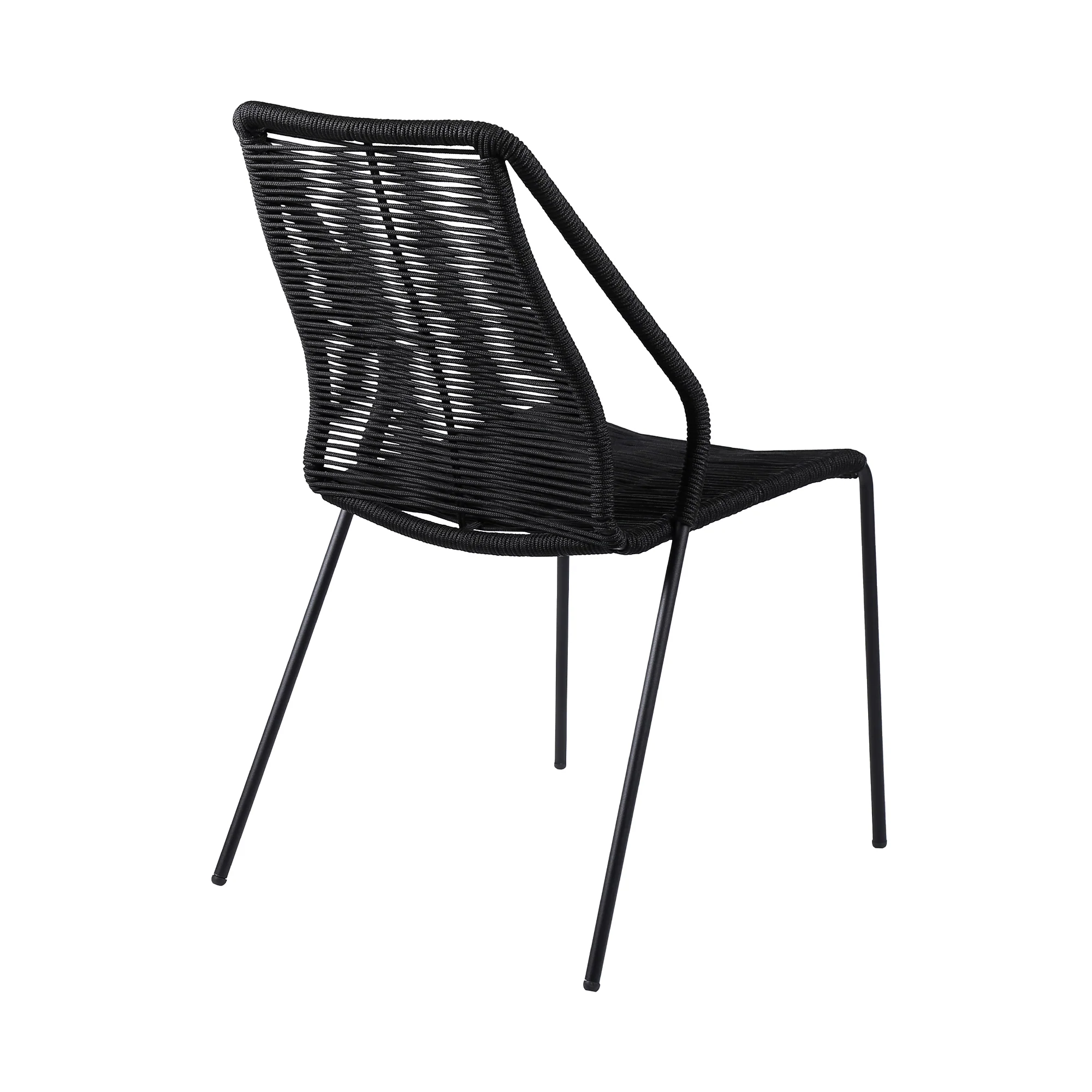Sydney and Clip 3 Piece Outdoor Patio 36" Dining Set in Black Eucalyptus Wood and Black Rope By Armen Living - Image 4