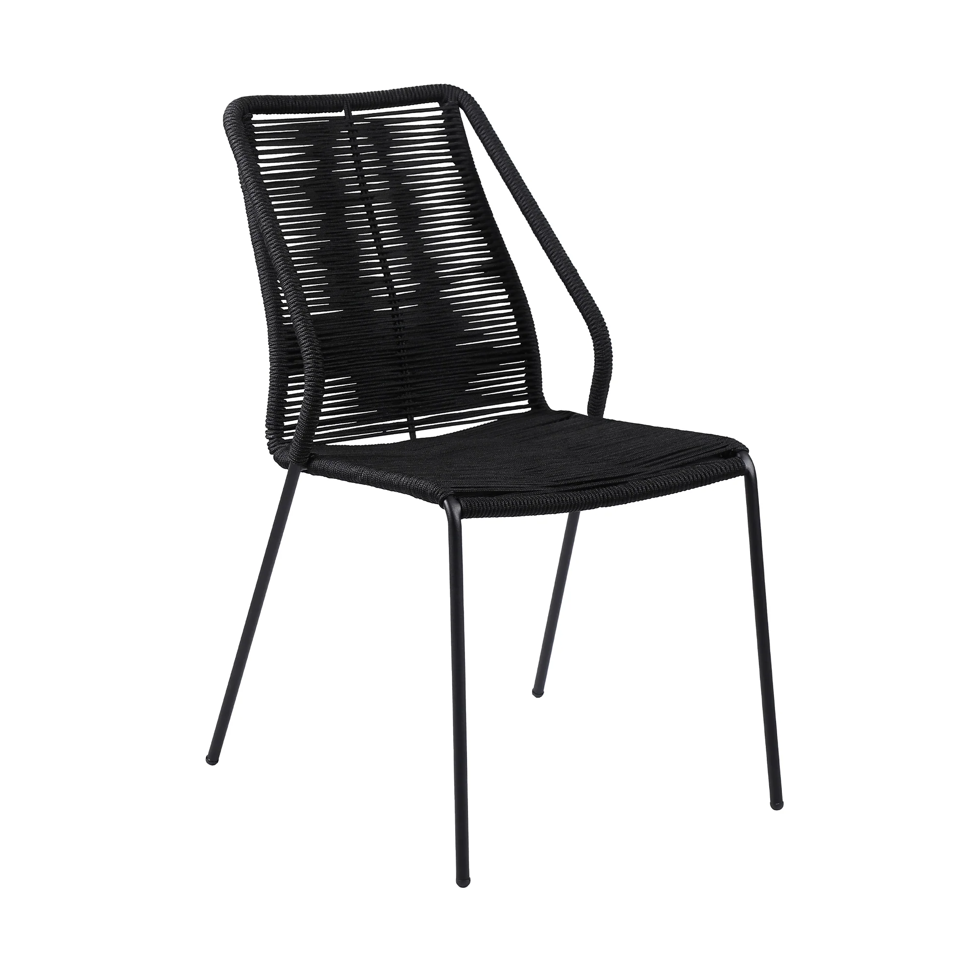 Sydney and Clip Outdoor Patio 5 Piece Dining Set in Black Rope with Black Eucalyptus Wood By Armen Living - Image 3