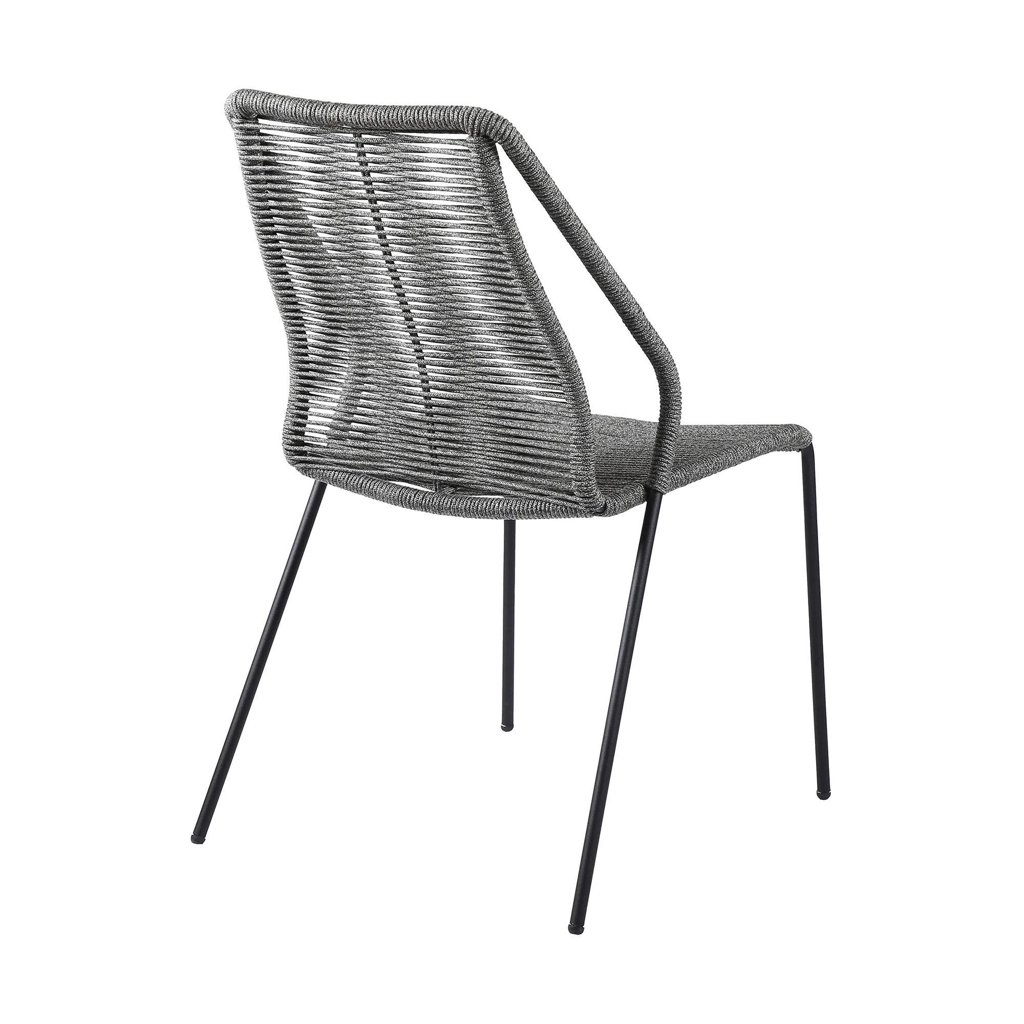 Sydney and Clip Outdoor Patio 5 Piece Dining Set in Grey Rope with Black Eucalyptus Wood By Armen Living - Image 4