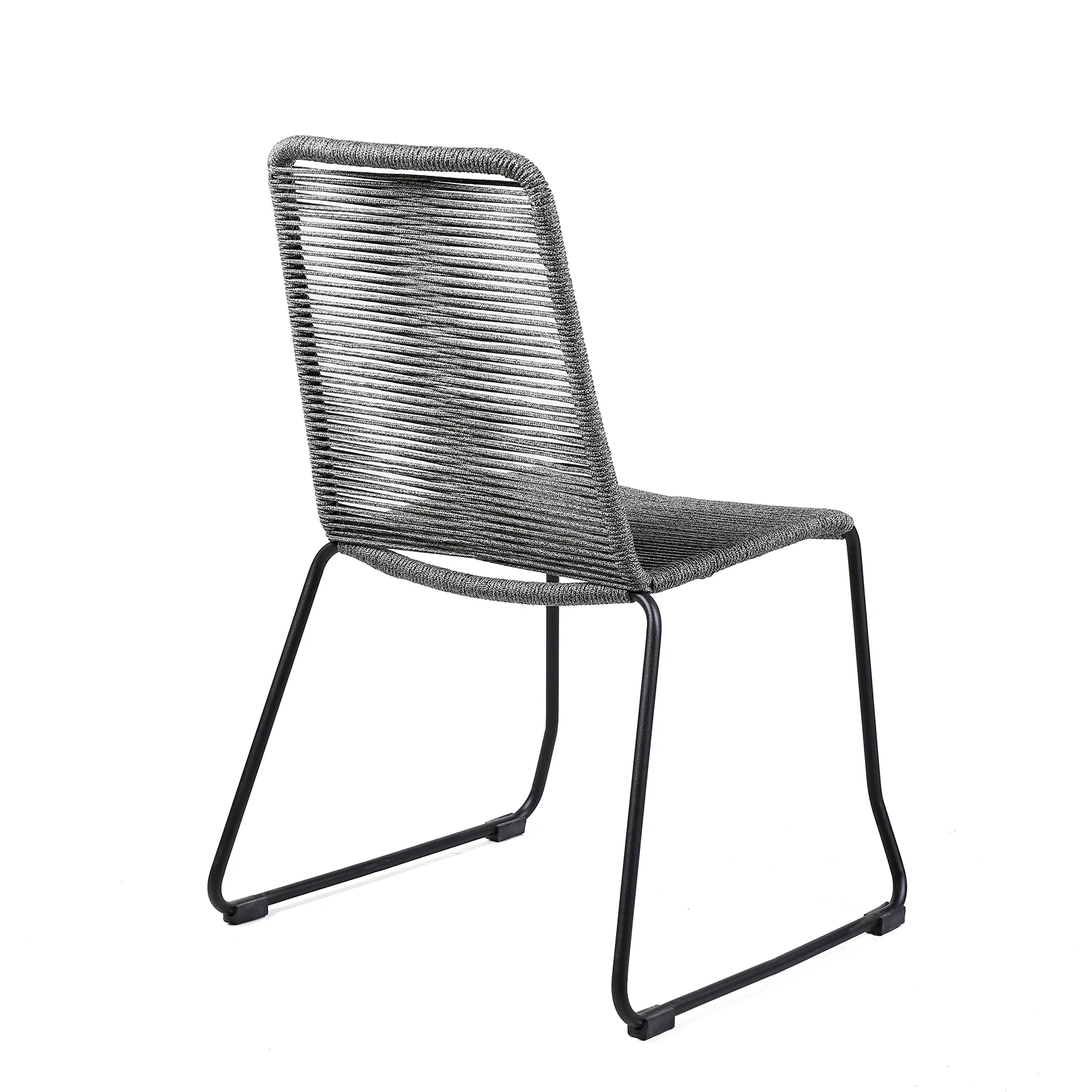 Sydney and Shasta 5 Piece Patio Outdoor Dining Set in Grey Rope with Black Eucalyptus Wood By Armen Living - Image 4
