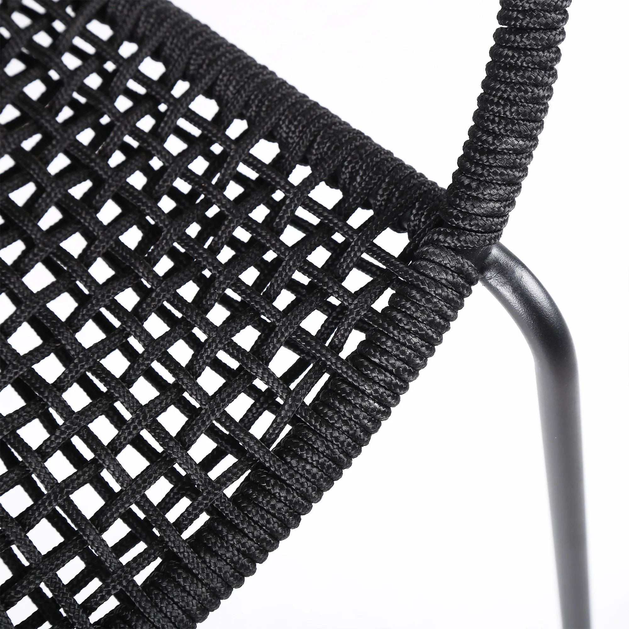 Sydney and Snack 5 Piece Outdoor Patio Dining Set in Black Rope with Black Eucalyptus Wood By Armen Living - Image 7