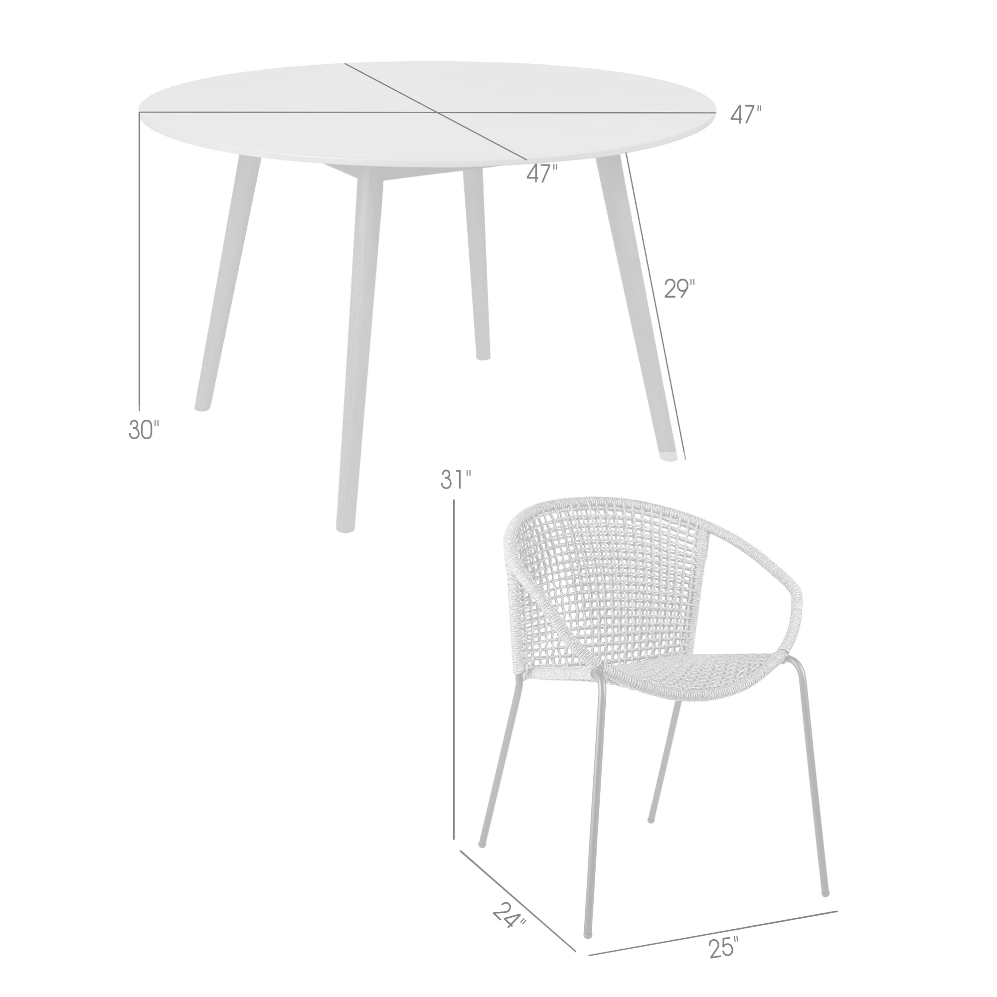 Sydney and Snack 5 Piece Outdoor Patio Dining Set in Black Rope with Black Eucalyptus Wood By Armen Living - Image 9