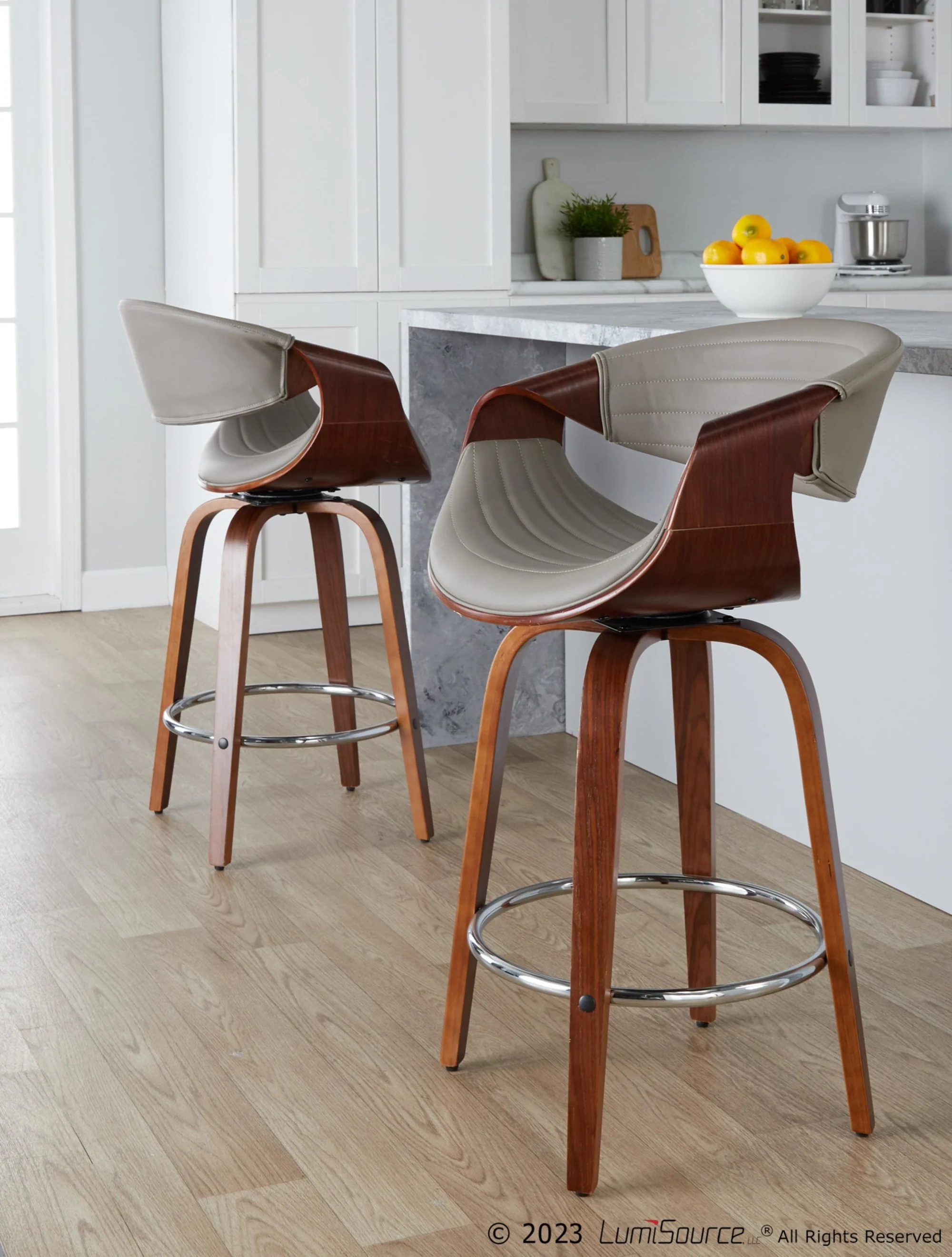 Symphony 26" Fixed-Height Counter Stool - Set of 2 By LumiSource - B26-SYMPPU-GRTZR2 WLWLGY2