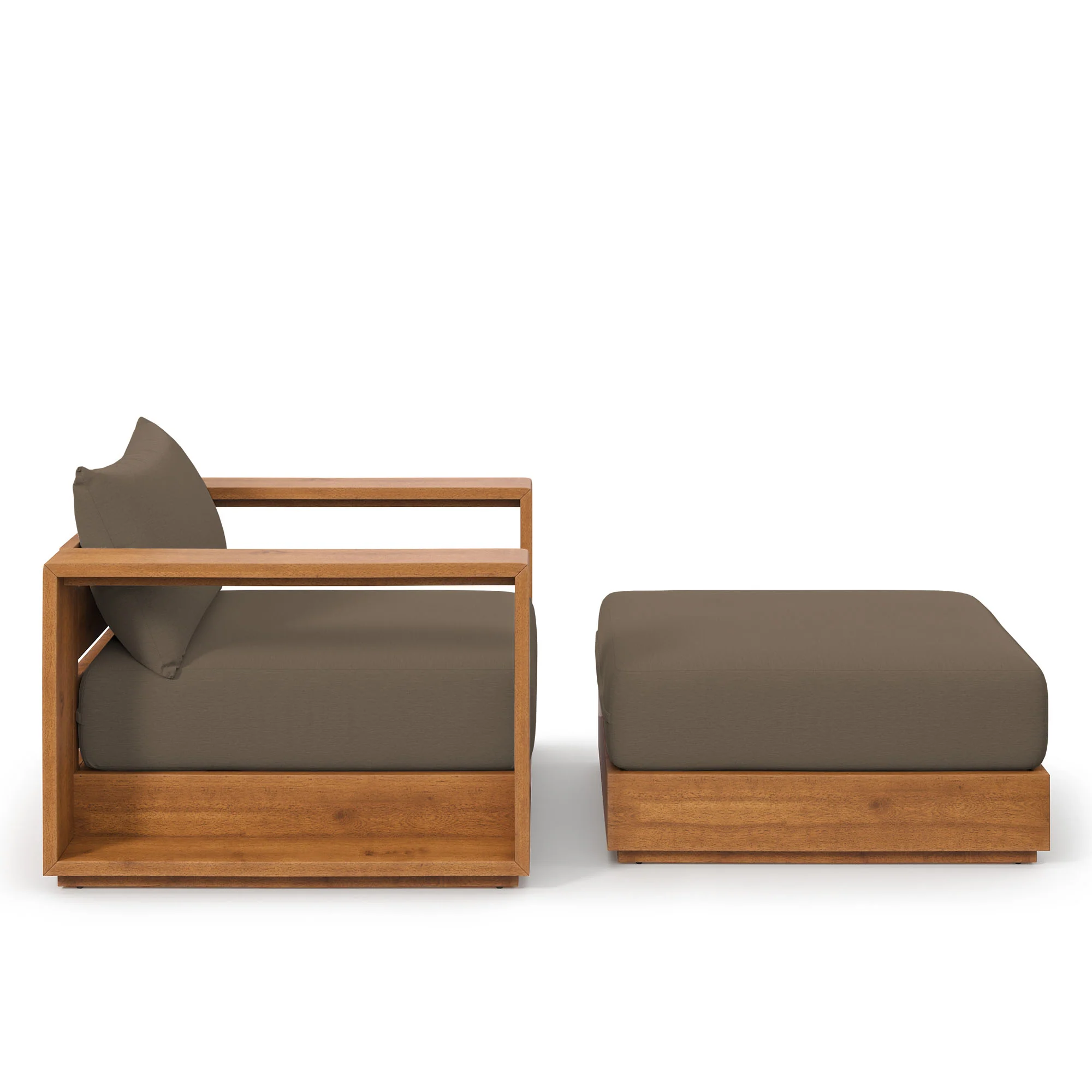 Tahoe 2-Piece Outdoor Patio Acacia Wood Armchair and Ottoman Set by Modway - Image 3