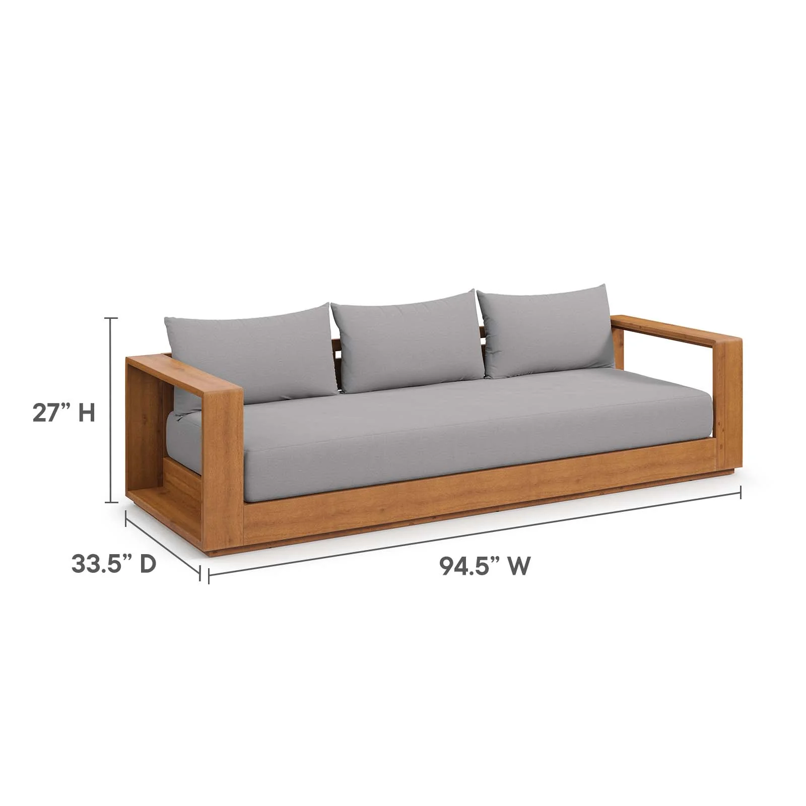 Tahoe Outdoor Patio Acacia Wood 5-Piece Furniture Set By Modway - EEI-6801 - Image 7