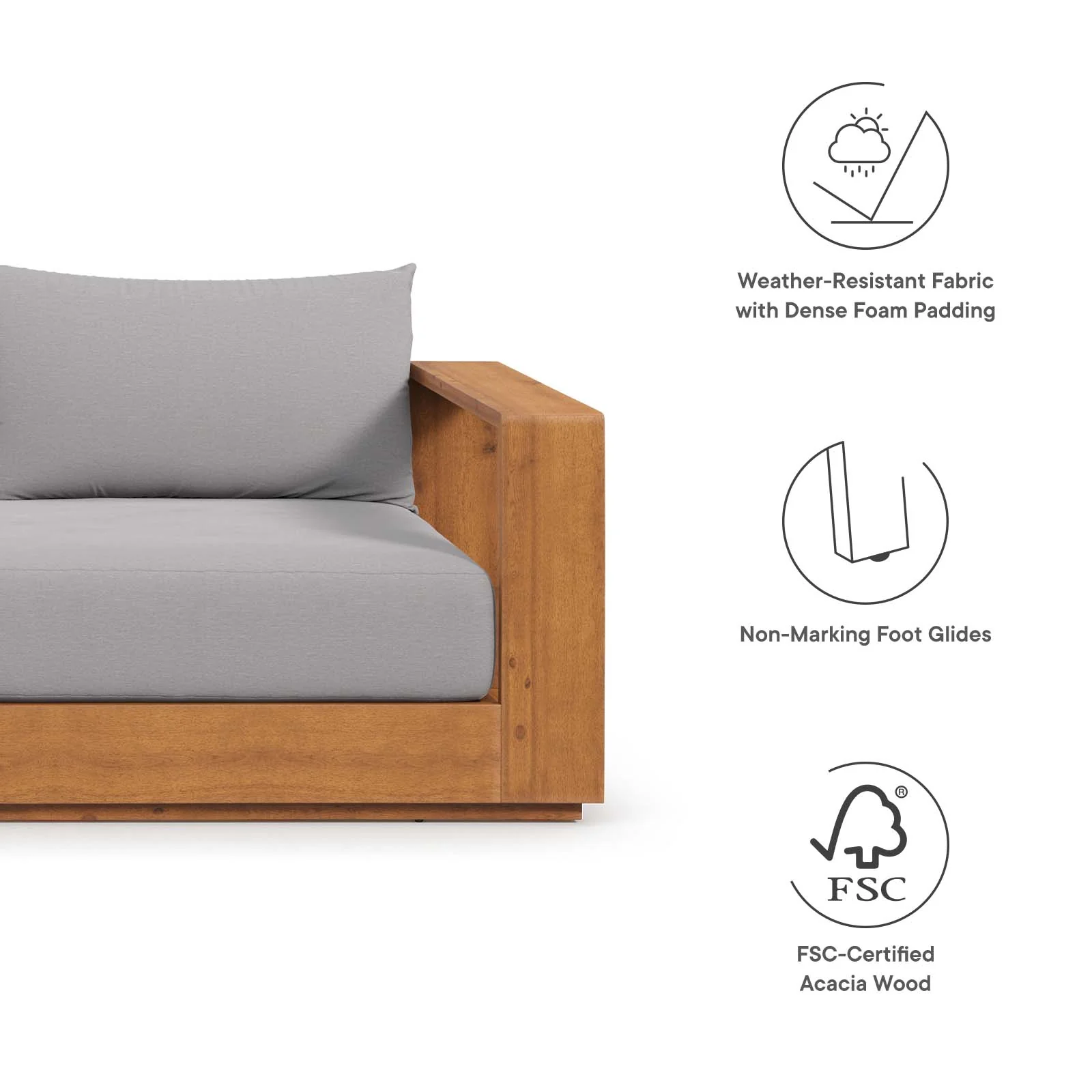 Tahoe Outdoor Patio Acacia Wood Sofa By Modway - EEI-6784 - Image 7