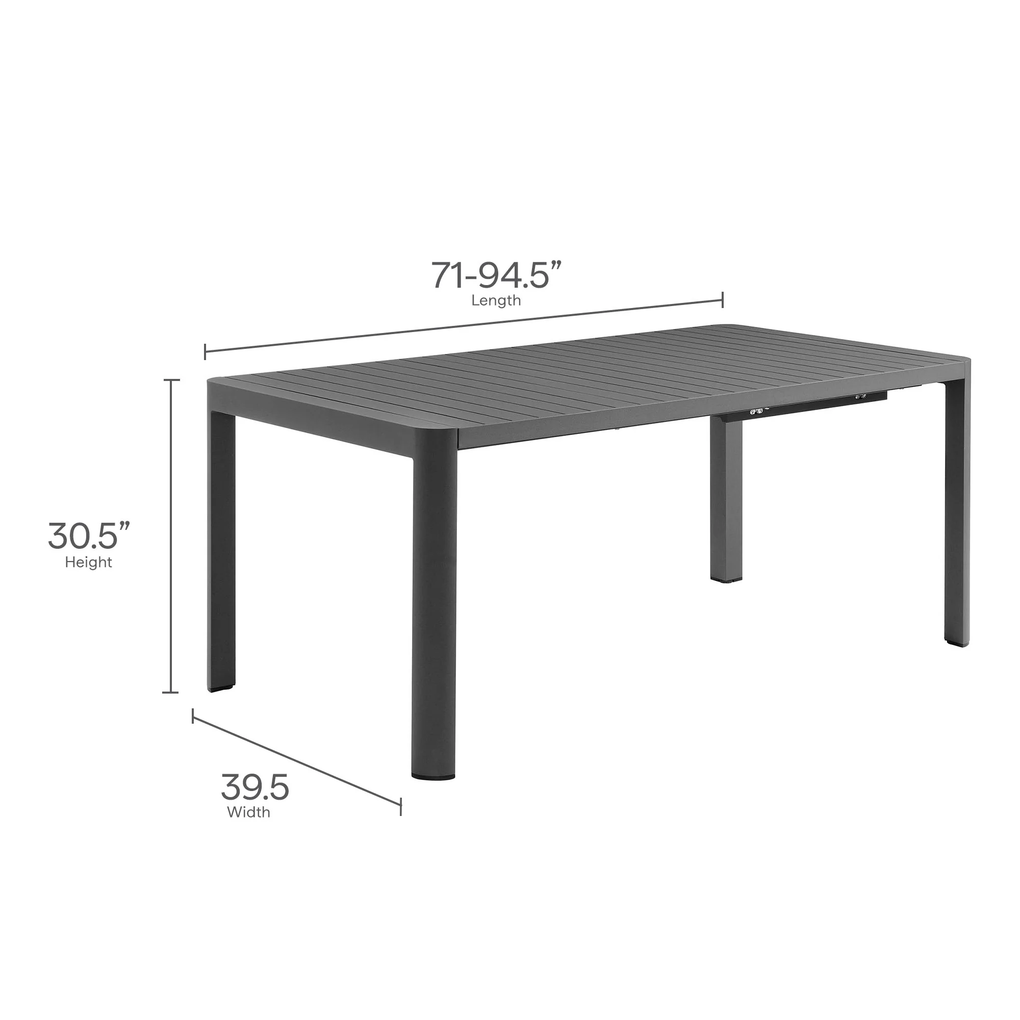 Tahoe Outdoor Patio Aluminum Extendable Dining Table by Modway - Image 10