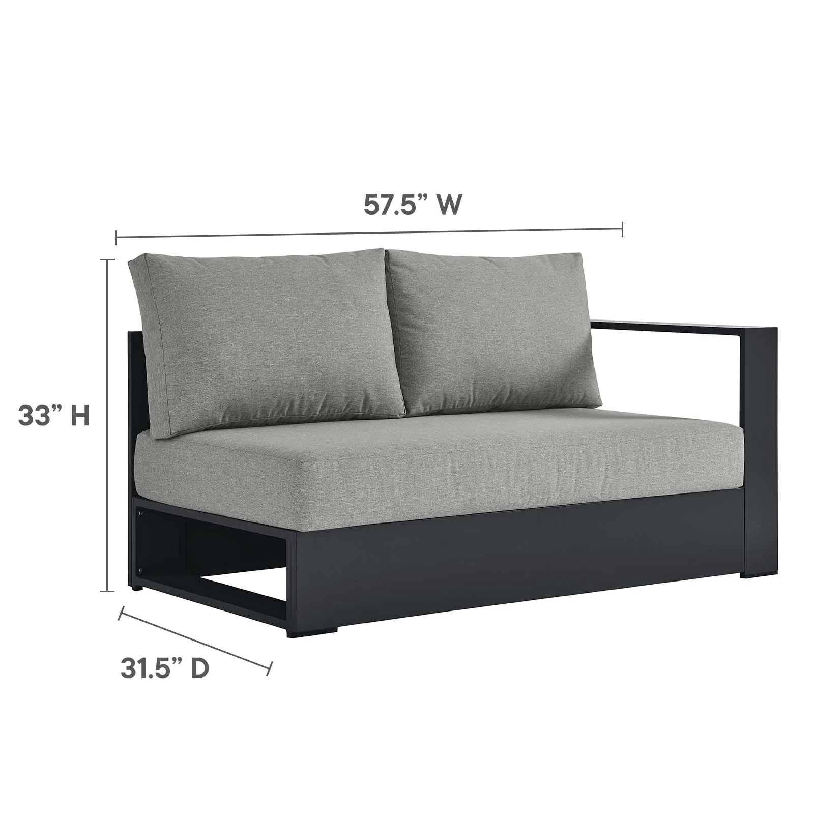 Tahoe Outdoor Patio Powder-Coated Aluminum 2-Piece Left-Facing Chaise Sectional Sofa Set By Modway - EEI-6670 - Image 12