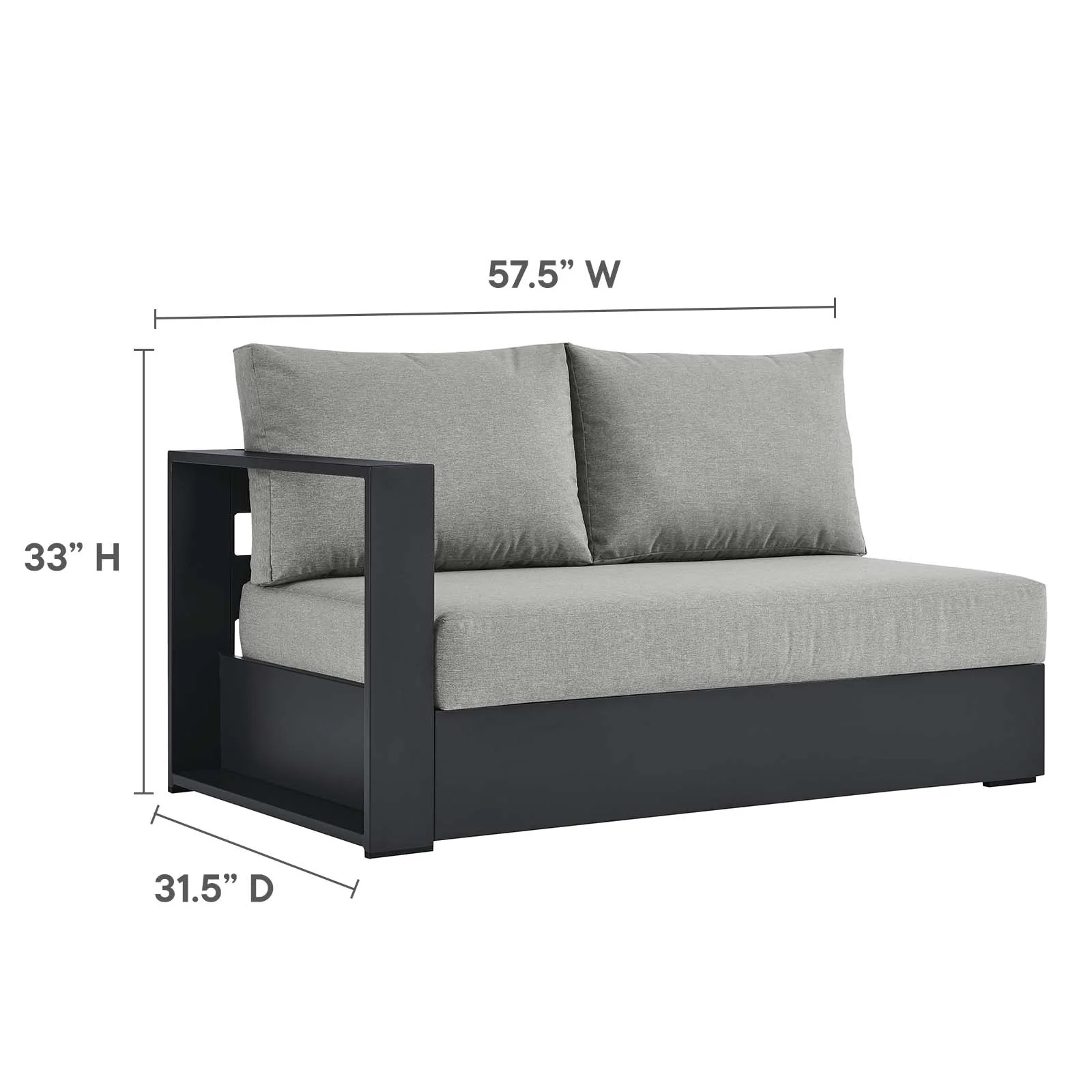 Tahoe Outdoor Patio Powder-Coated Aluminum 2-Piece Right-Facing Chaise Sectional Sofa Set By Modway - EEI-6669 - Image 11