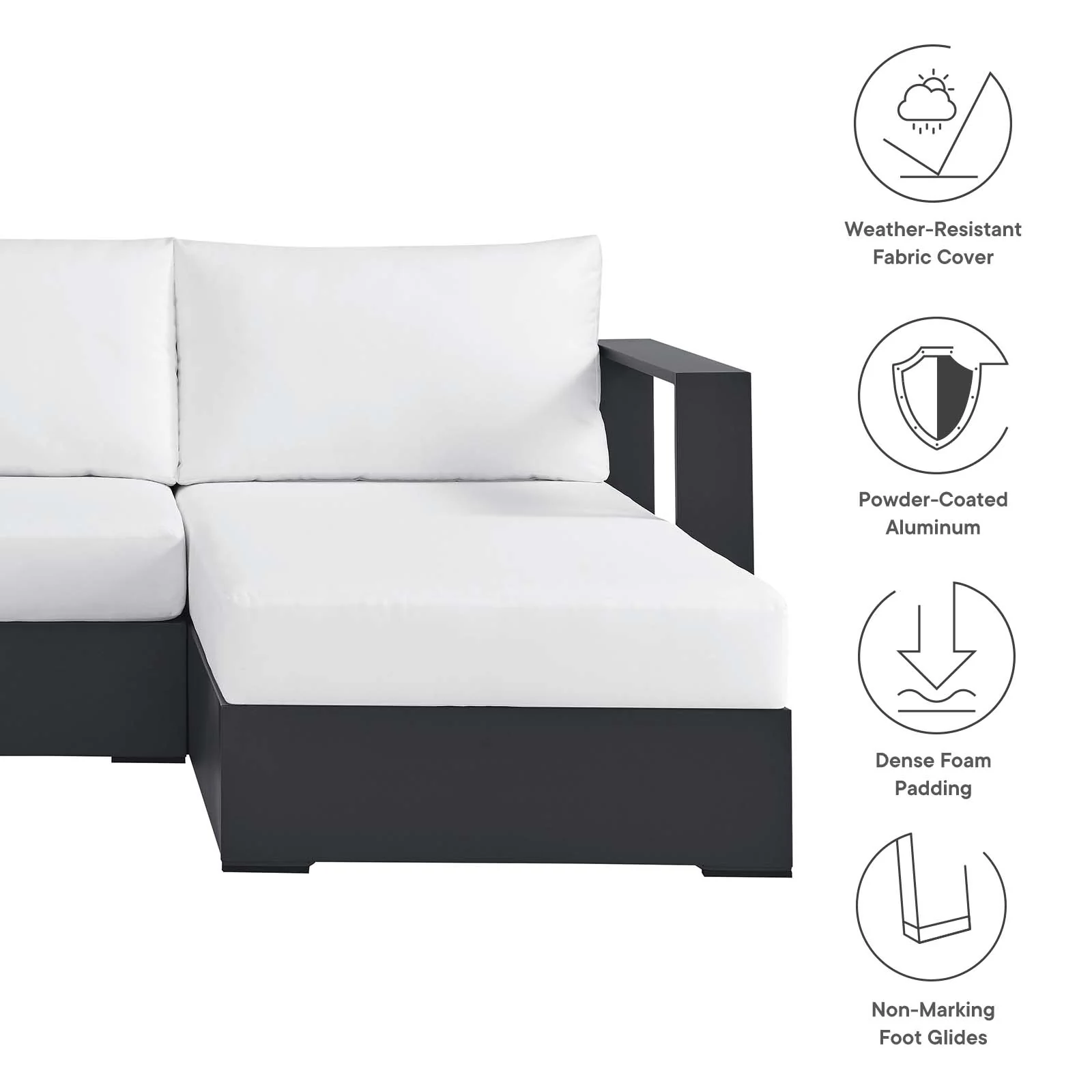 Tahoe Outdoor Patio Powder-Coated Aluminum 2-Piece Right-Facing Chaise Sectional Sofa Set By Modway - EEI-6669 - Image 17