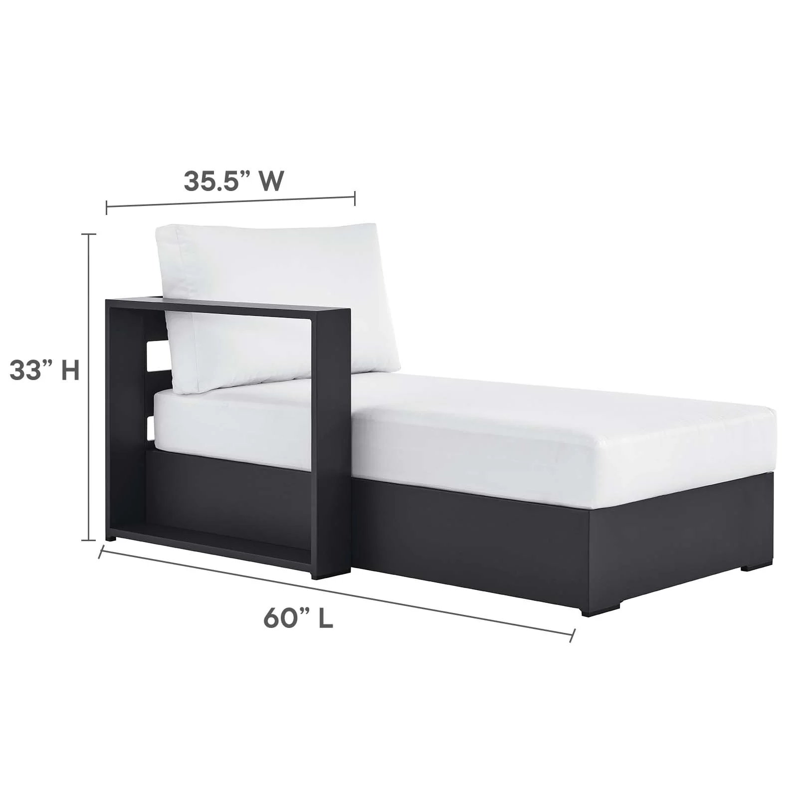 Tahoe Outdoor Patio Powder-Coated Aluminum 3-Piece Left-Facing Chaise Sectional Sofa Set By Modway - EEI-6672 - Image 20