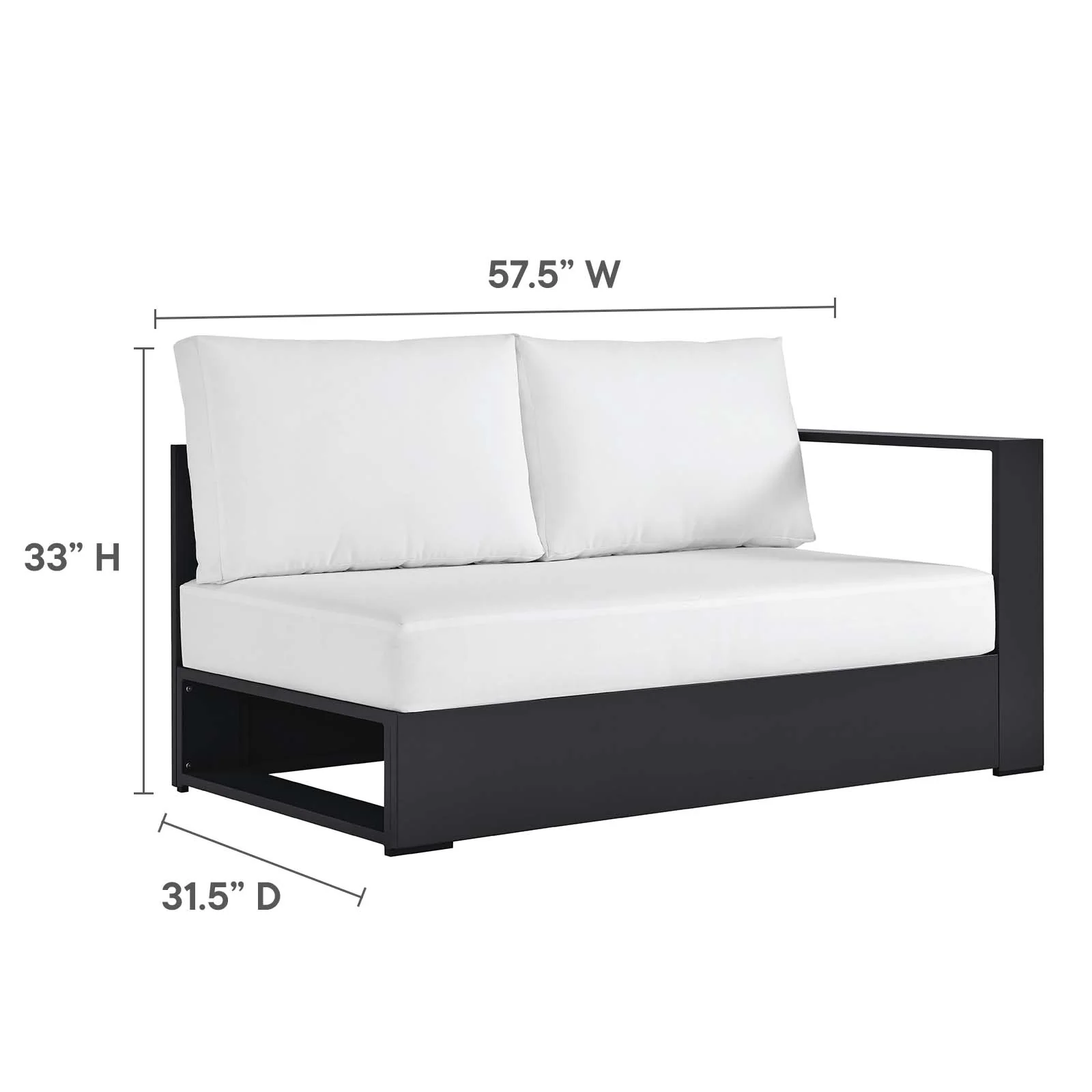 Tahoe Outdoor Patio Powder-Coated Aluminum 3-Piece Left-Facing Chaise Sectional Sofa Set By Modway - EEI-6672 - Image 22