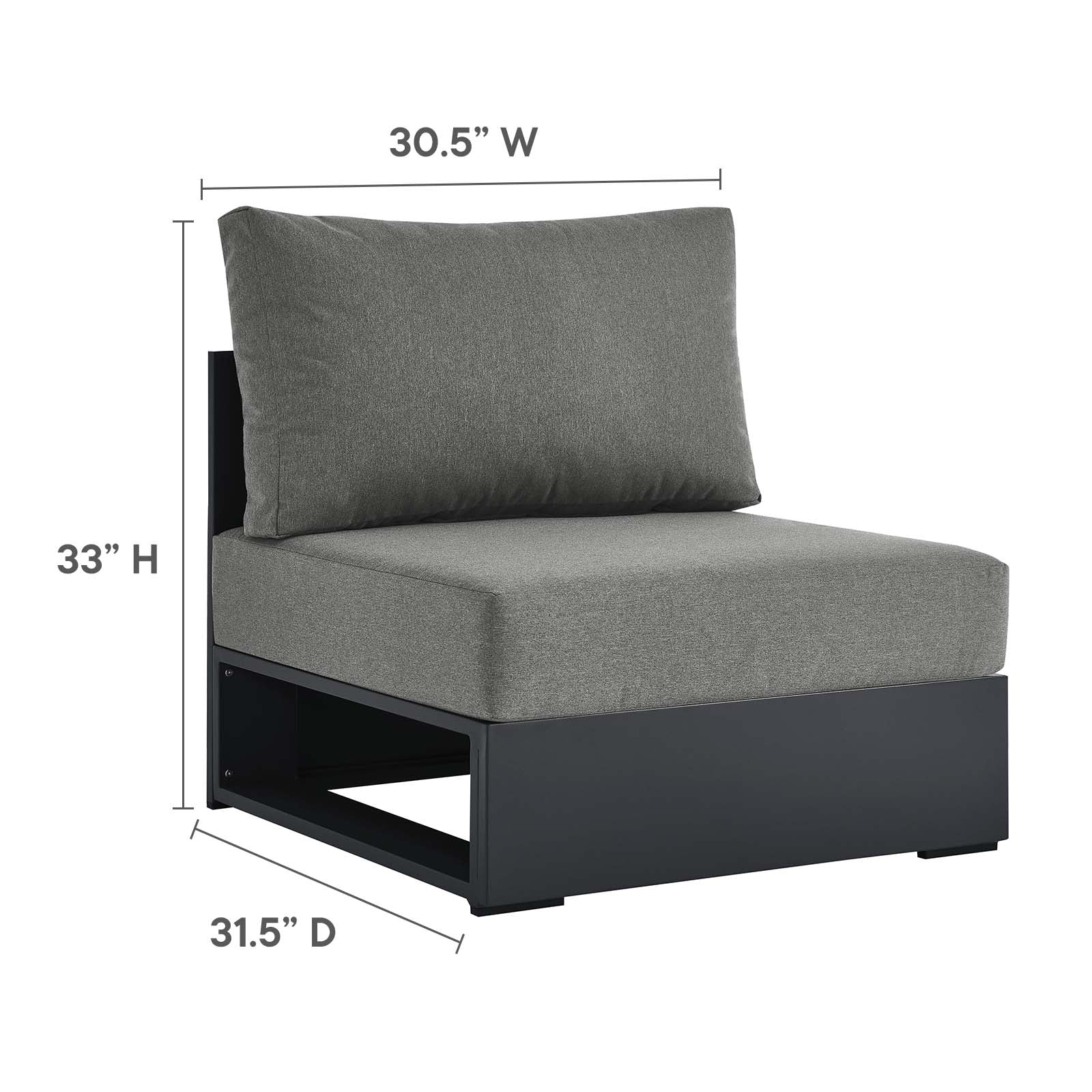 Tahoe Outdoor Patio Powder-Coated Aluminum 3-Piece Right-Facing Chaise Sectional Sofa Set By Modway - EEI-6671 - Image 6