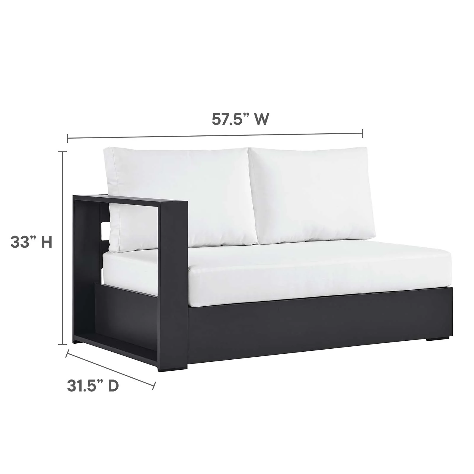 Tahoe Outdoor Patio Powder-Coated Aluminum 3-Piece Sectional Sofa Set By Modway - EEI-6668 - Image 20