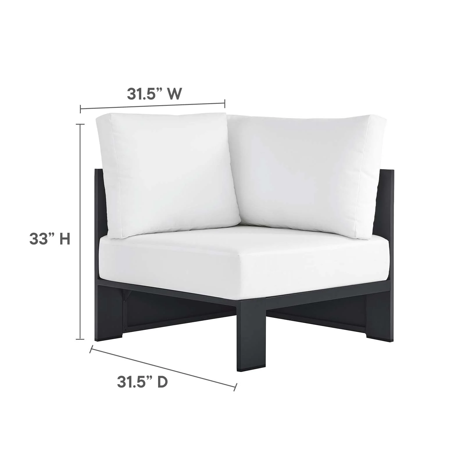 Tahoe Outdoor Patio Powder-Coated Aluminum 3-Piece Sectional Sofa Set By Modway - EEI-6668 - Image 21