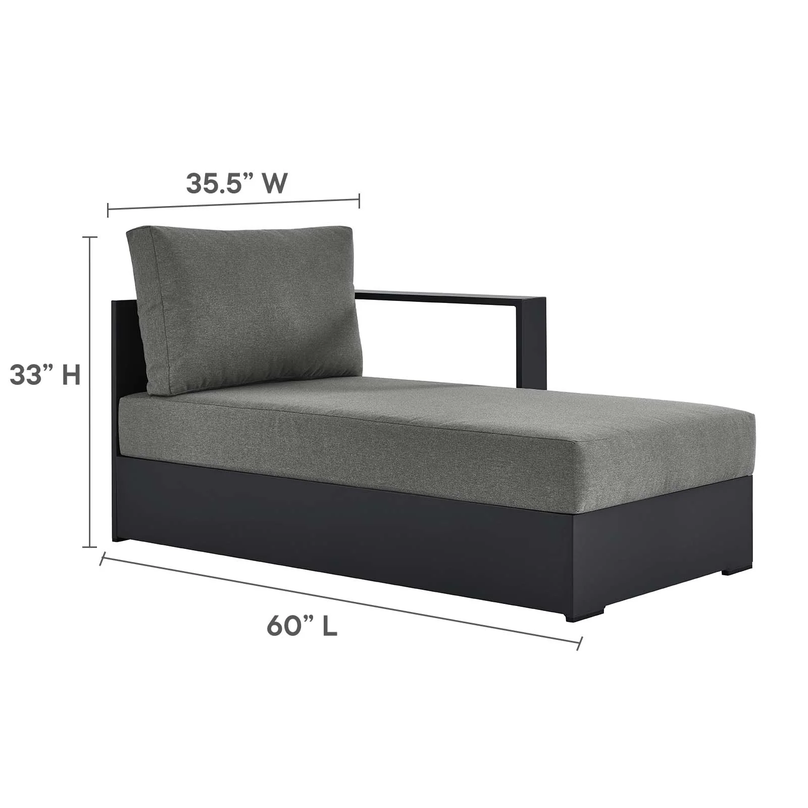 Tahoe Outdoor Patio Powder-Coated Aluminum Modular Right-Facing Chaise Lounge By Modway - EEI-6633 - Image 7