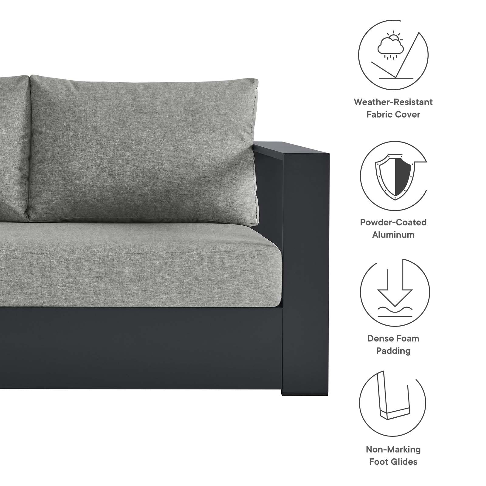 Tahoe Outdoor Patio Powder-Coated Aluminum Modular Right-Facing Loveseat By Modway - EEI-6630 - Image 14