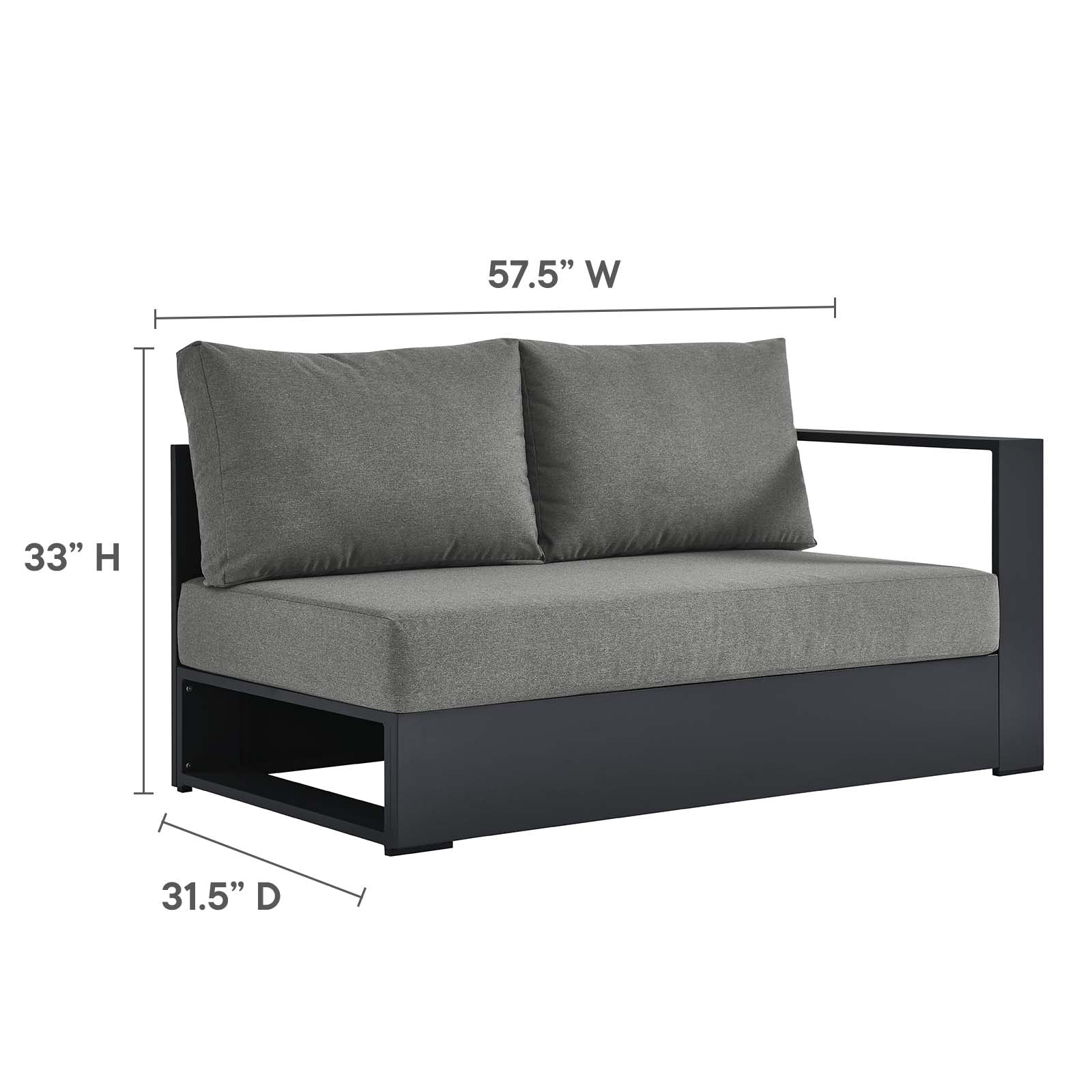 Tahoe Outdoor Patio Powder-Coated Aluminum Modular Right-Facing Loveseat By Modway - EEI-6630 - Image 7