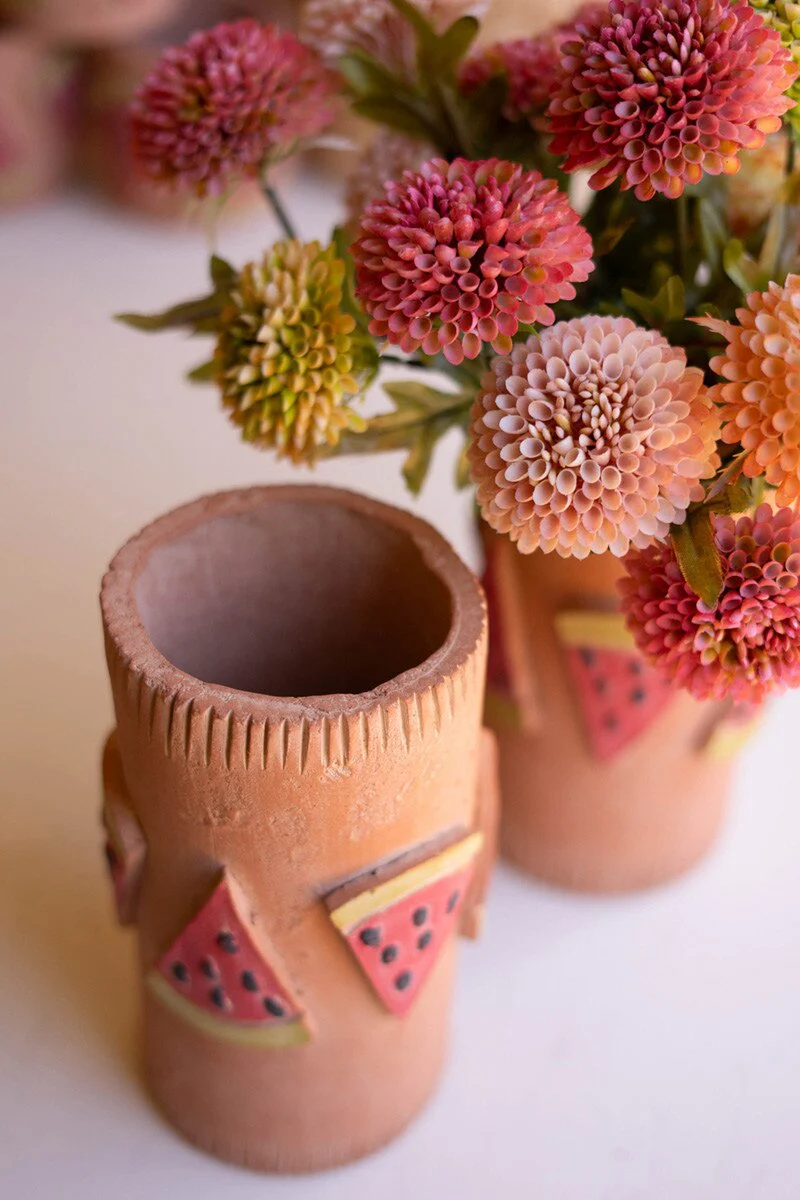 Tall Clay Watermelon Vase By Kalalou - Image 4