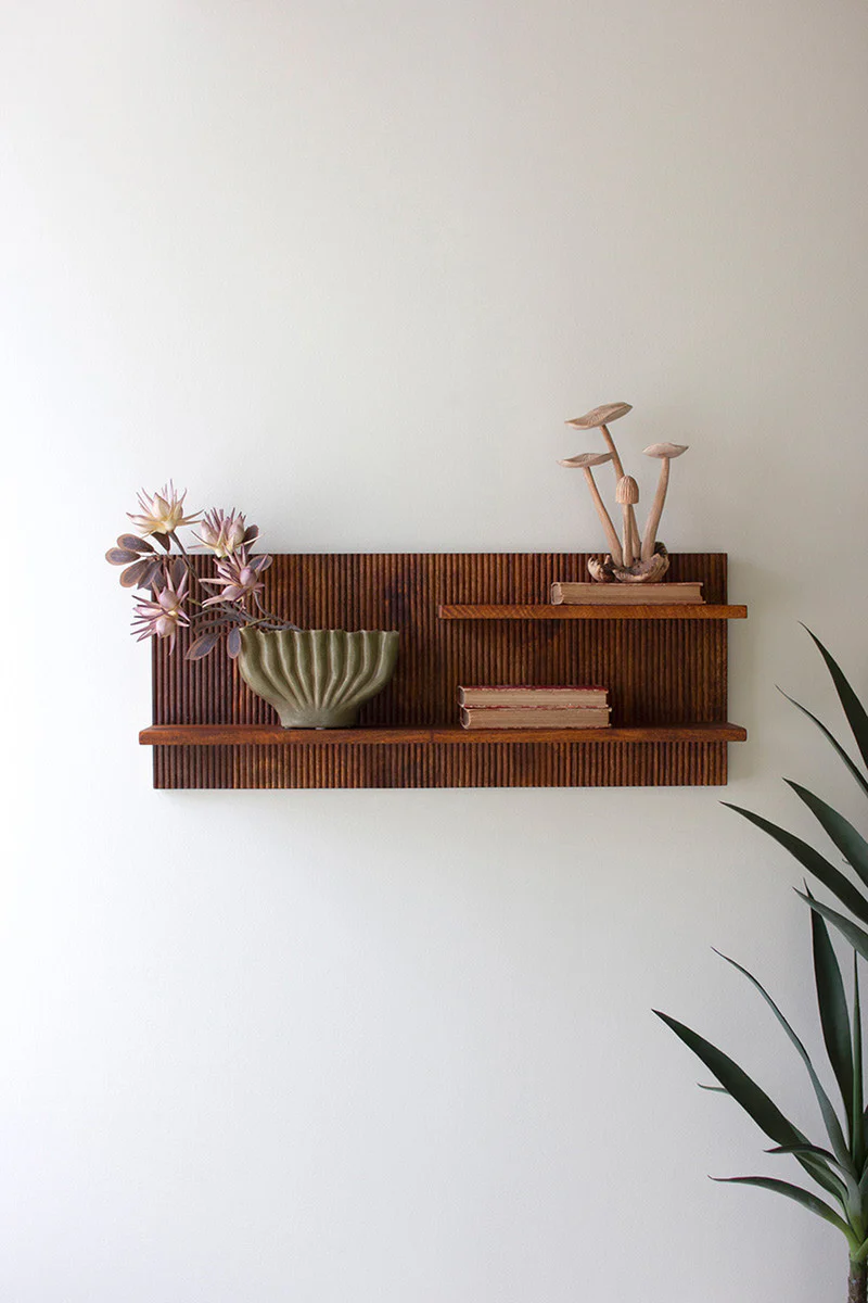Tambour Wood Shelf By Kalalou