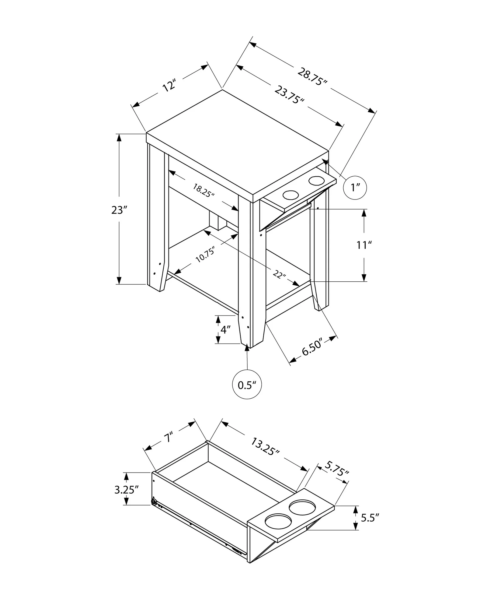 Taupe Wood End Table With Shelf By Homeroots - Image 2