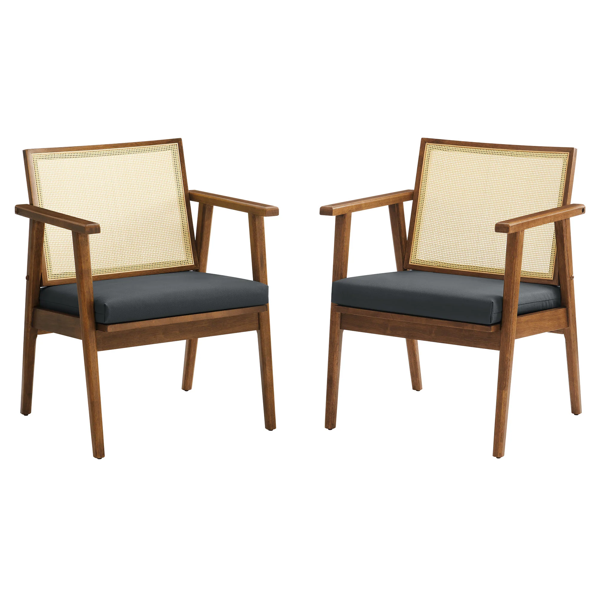 Thera Vegan Leather and Cane Accent Armchairs Set of 2 by Modway - Image 2