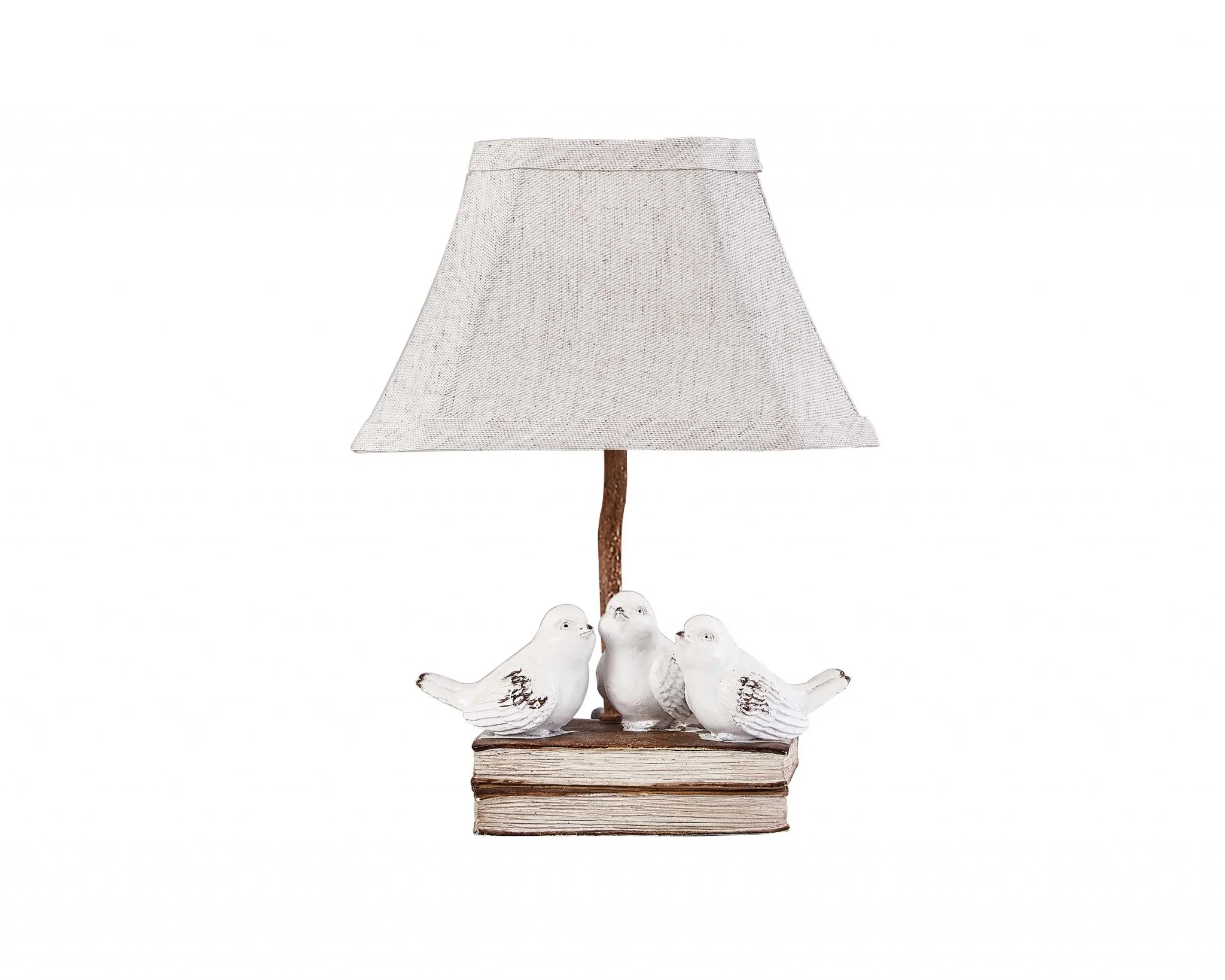 Three feathered Friends Atop a Stack of Books Accent Lamp By Homeroots