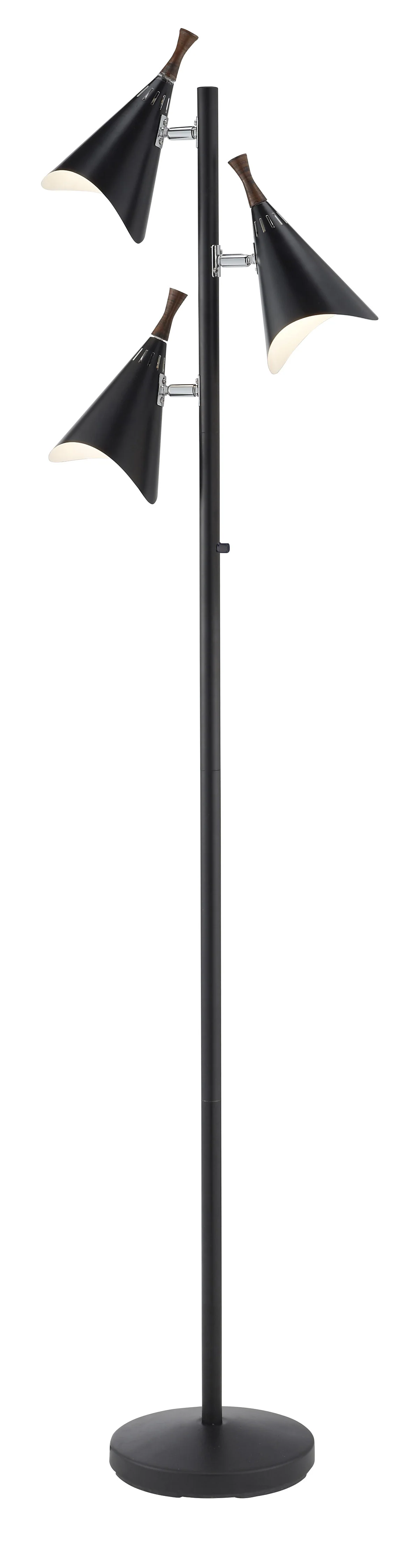 Three Light Floor Lamp in Matte Black Metal By Homeroots - Image 3