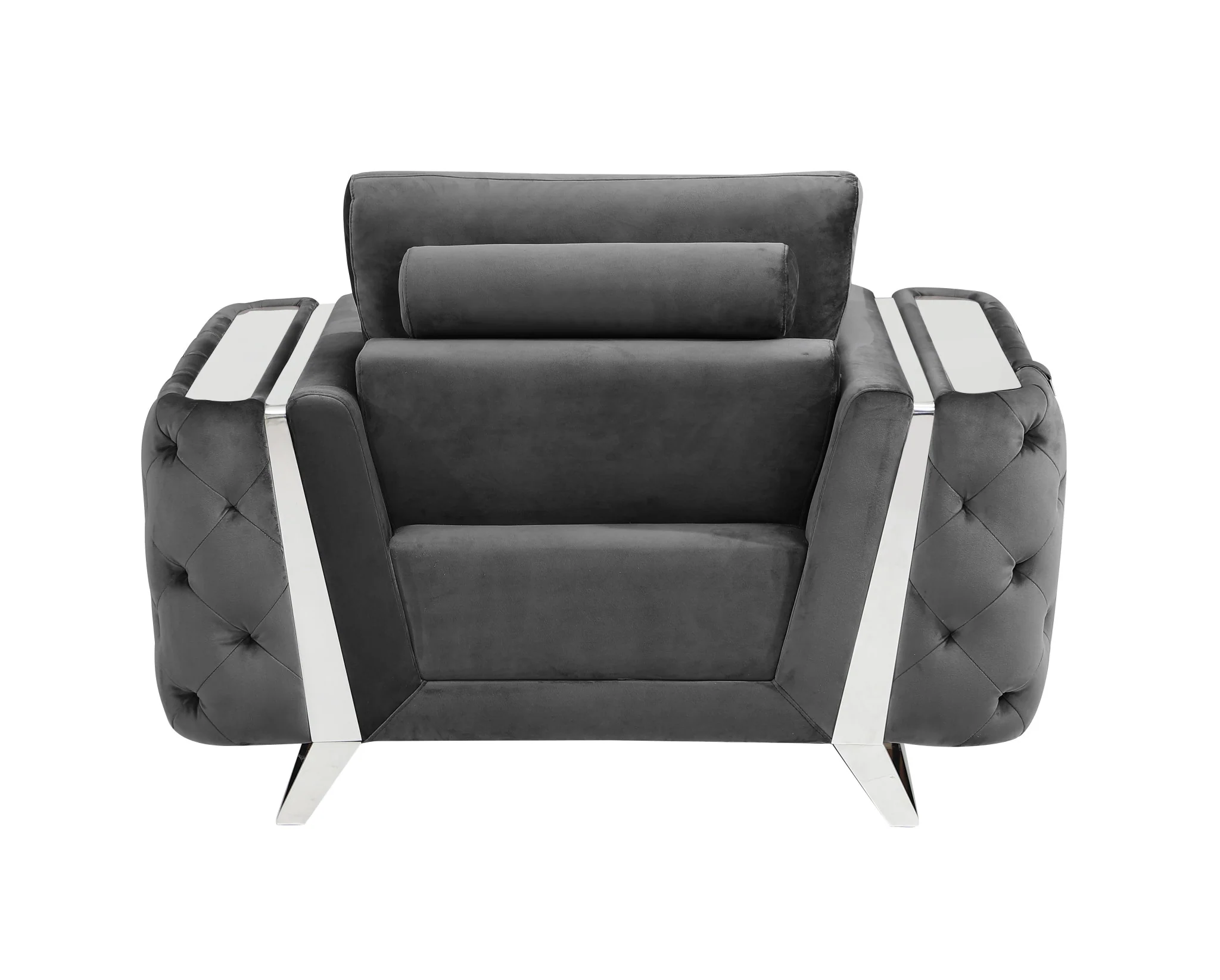 Three Piece Dark Gray Velvet Six Person Seating Set By Homeroots - Image 8