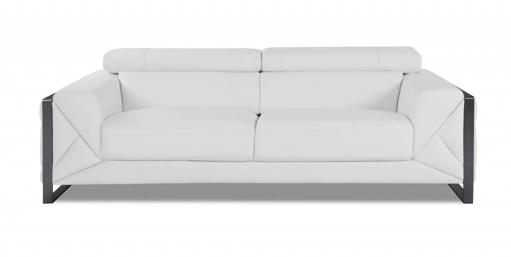 Three Piece White Italian Leather Six Person Seating Set By Homeroots - Image 5