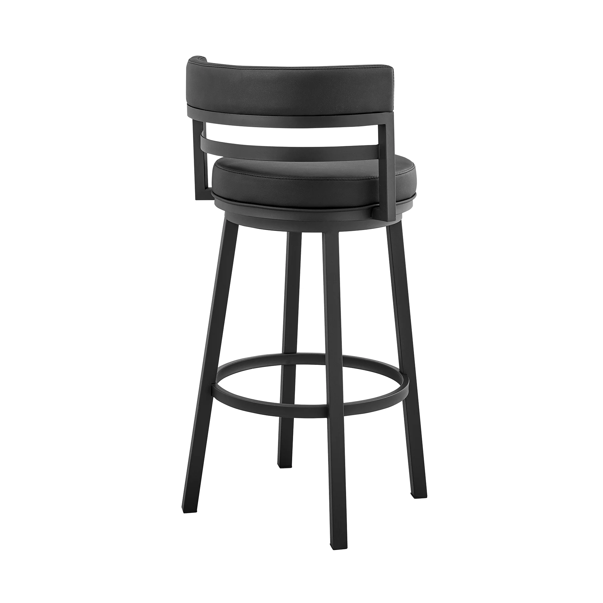 Titana 30" Bar Height Swivel Black Faux Leather and Metal Bar Stool By Armen Living - Image 5